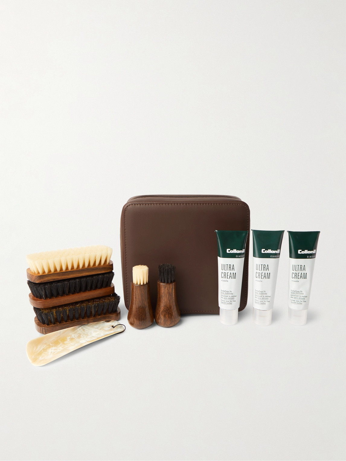 Lorenzi Milano Travel Shoe Care Set with Leather Case - Men