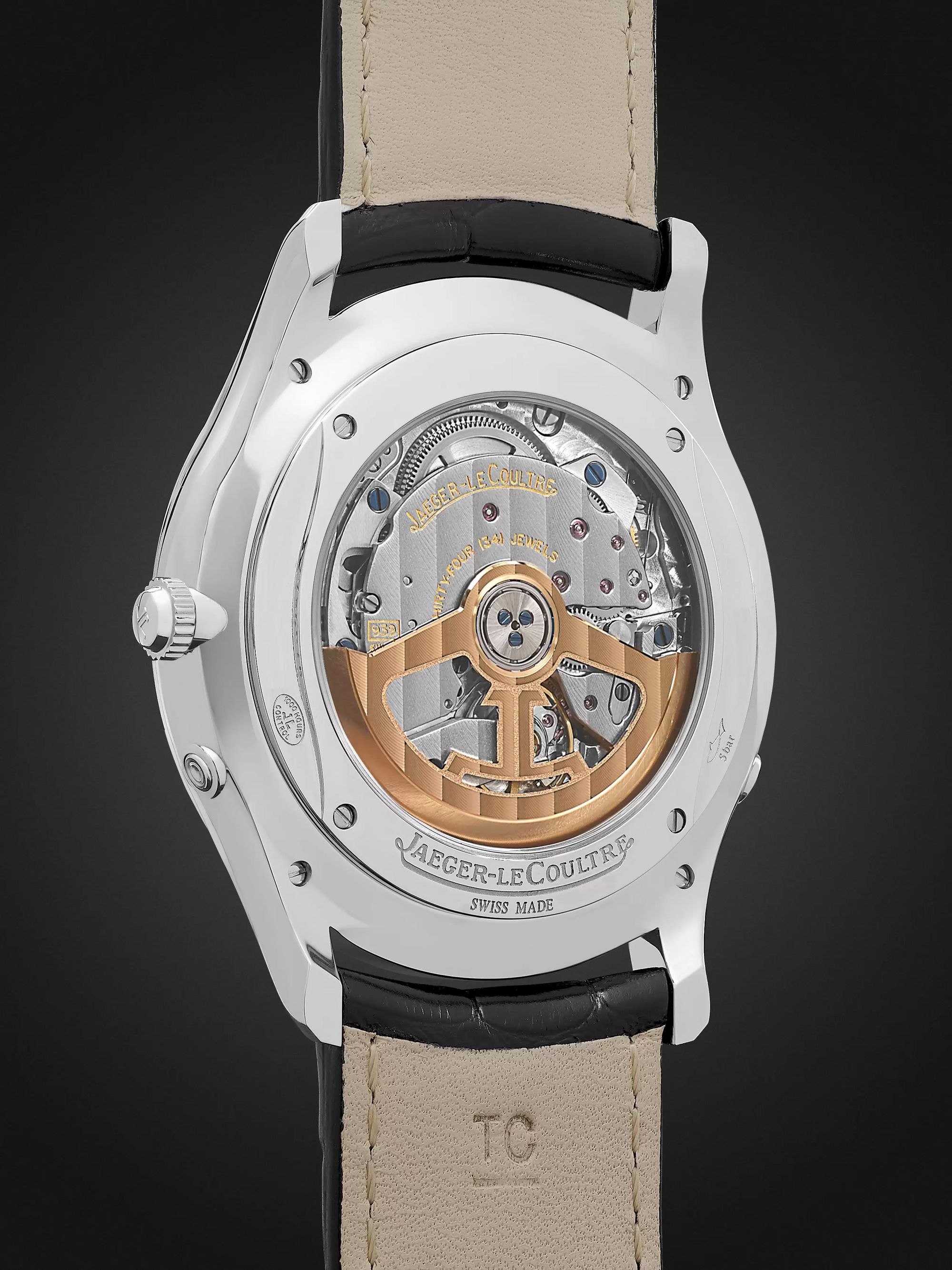 JAEGER-LECOULTRE Master Ultra Thin Moon Automatic 39mm Stainless Steel and Leather Watch, Ref. No. Q9008480