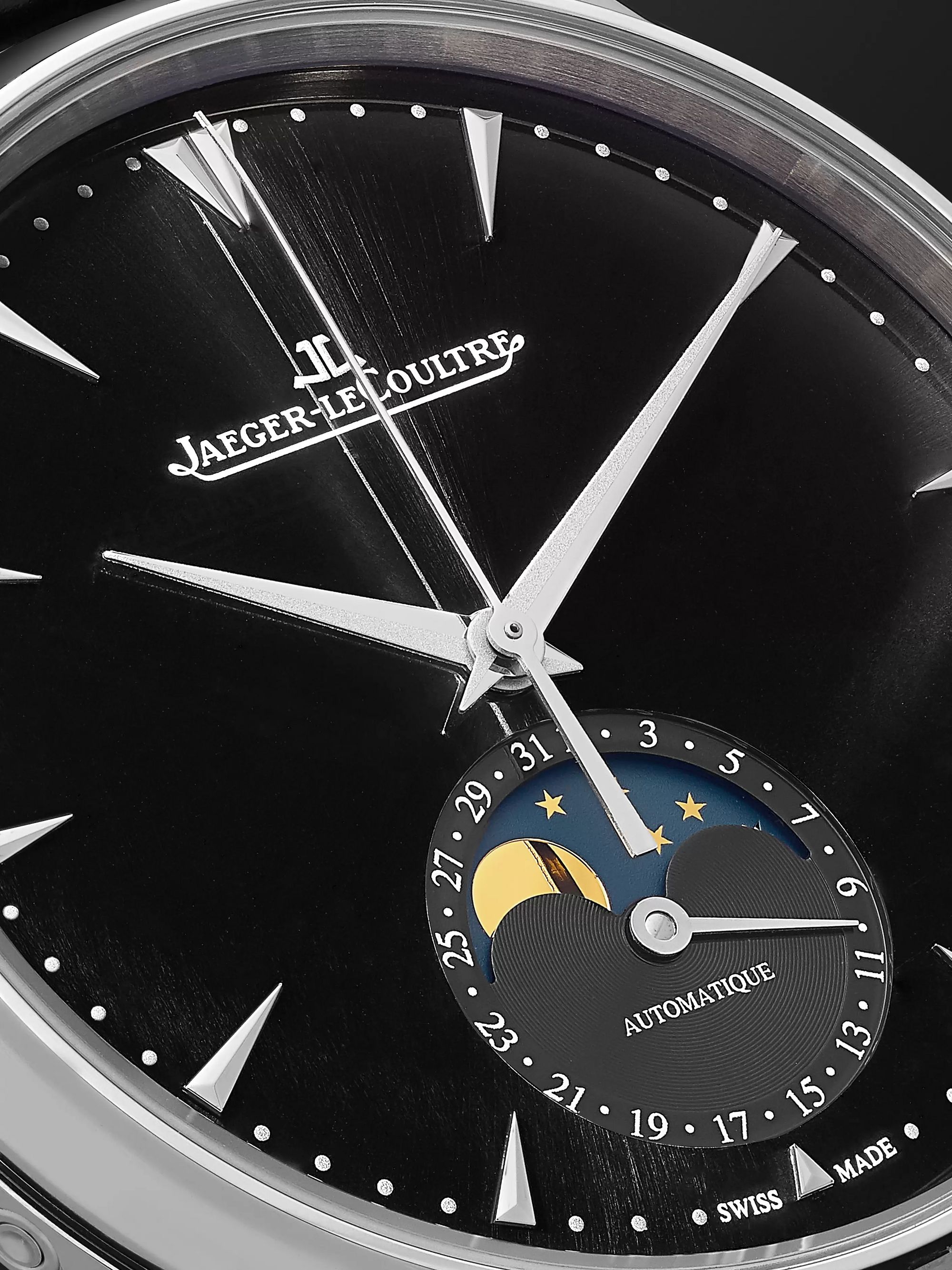 JAEGER-LECOULTRE Master Ultra Thin Moon Automatic 39mm Stainless Steel and Leather Watch, Ref. No. Q9008480