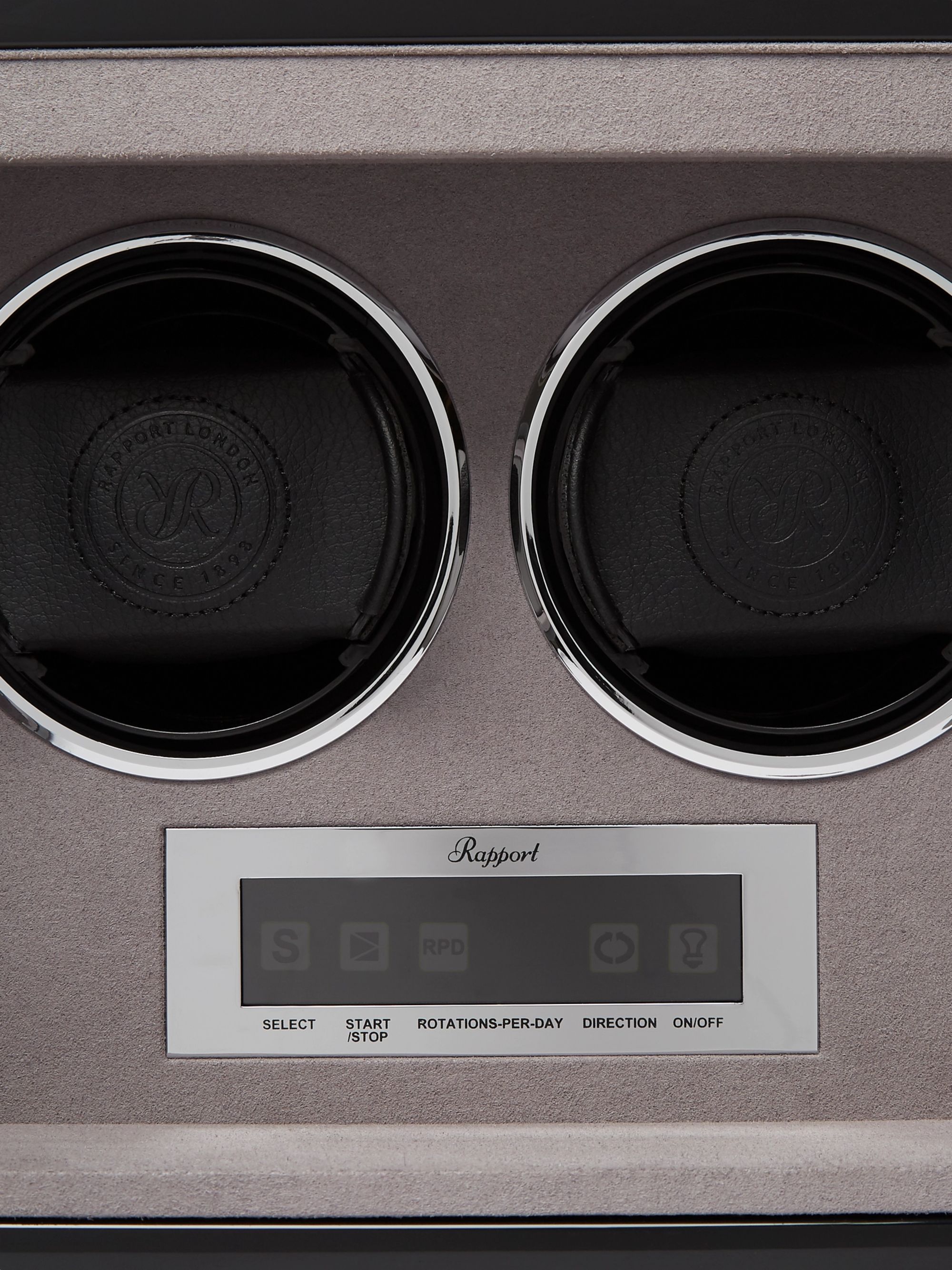 RAPPORT LONDON Lacquered Ebony and Glass Watch Winder