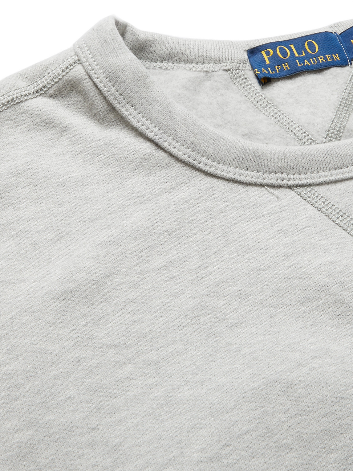 Shop Polo Ralph Lauren Melangé Fleece-back Cotton-blend Jersey Sweatshirt In Gray