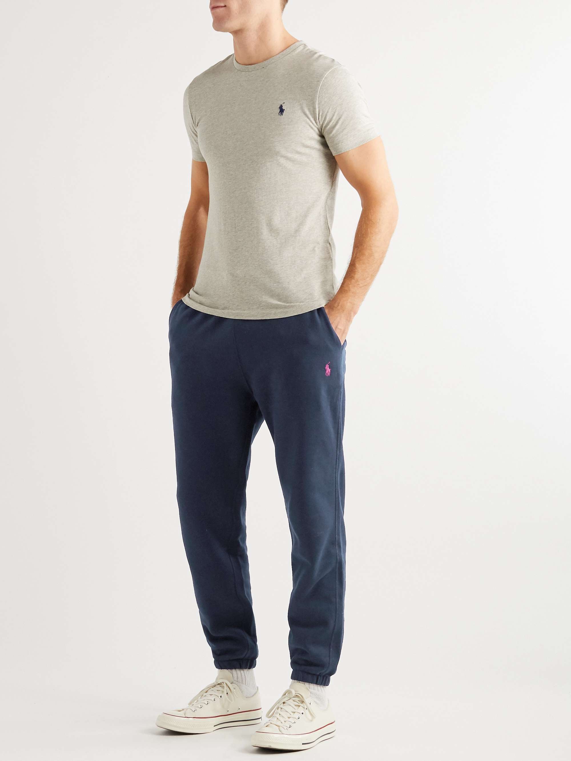 POLO RALPH LAUREN Tapered Logo-Embroidered Cotton-Blend Jersey Sweatpants