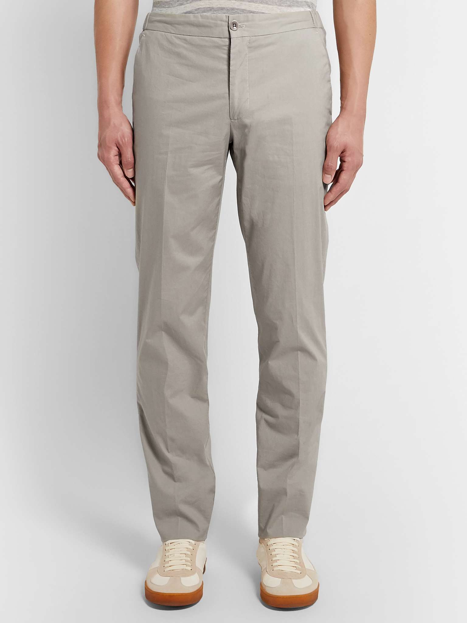 INCOTEX Slim-Fit Stretch-Cotton Poplin Trousers for Men | MR PORTER