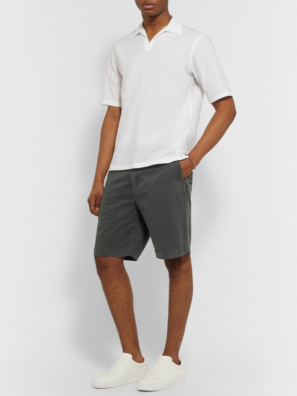 Mr P Garment-dyed Cotton-twill Bermuda Shorts In Black