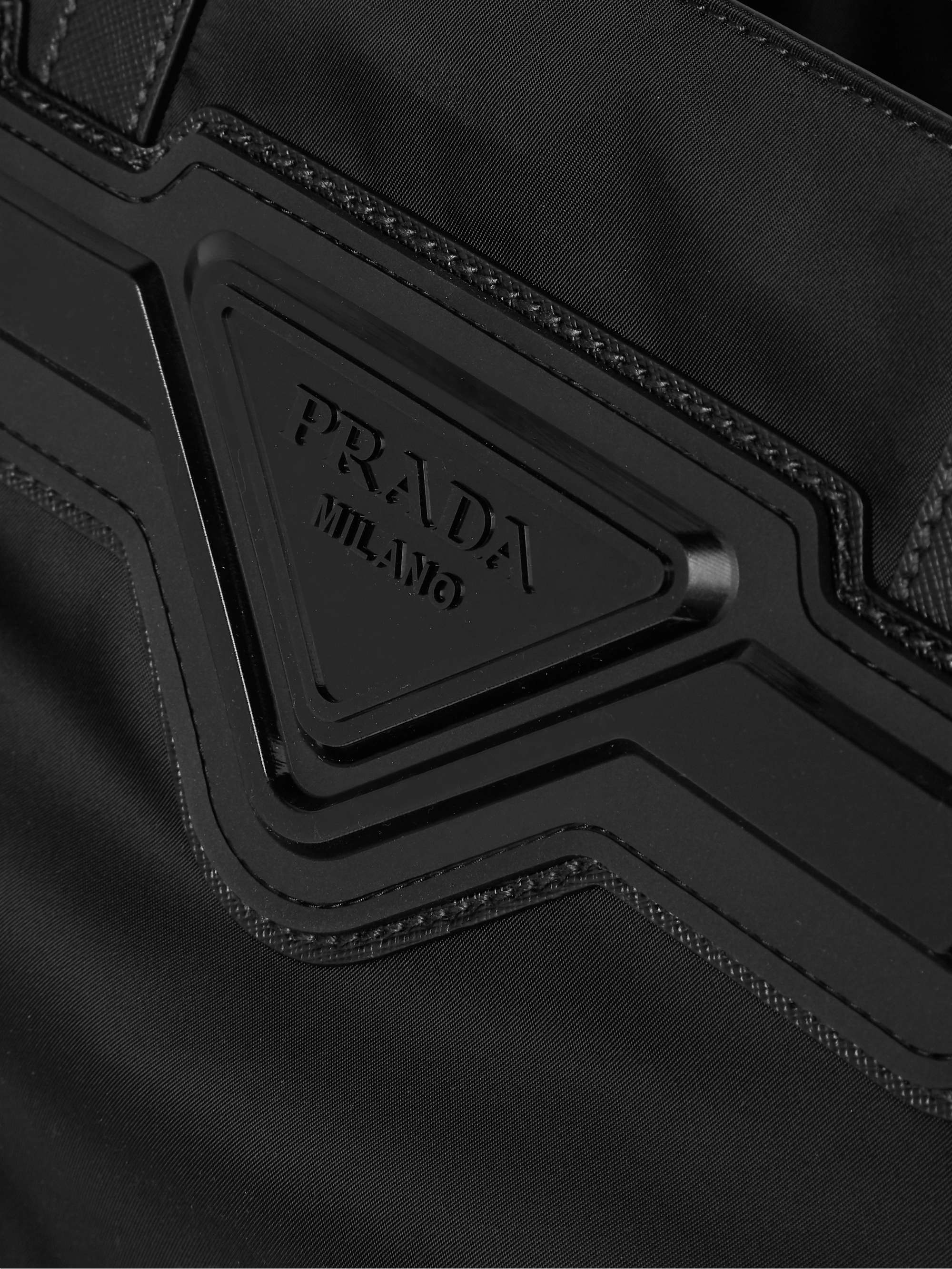 PRADA Logo-Appliquéd Saffiano Leather-Trimmed Nylon Tote Bag
