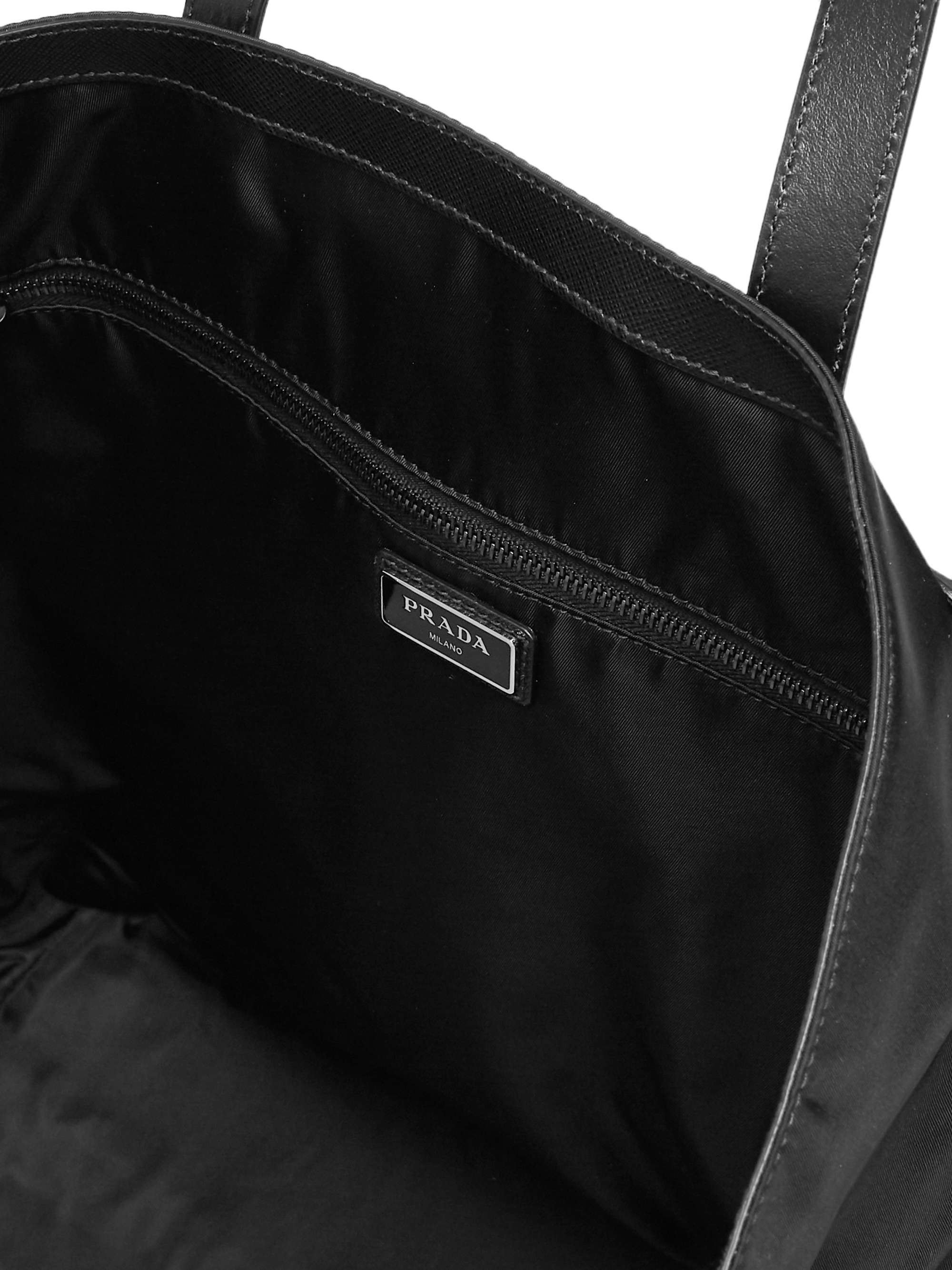 PRADA Logo-Appliquéd Saffiano Leather-Trimmed Nylon Tote Bag