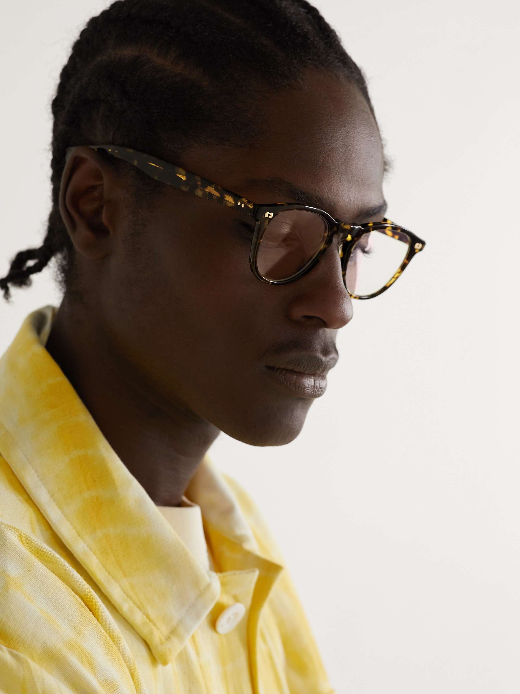 GARRETT LEIGHT CALIFORNIA OPTICAL Hampton X Round-Frame Tortoiseshell Acetate Optical Glasses