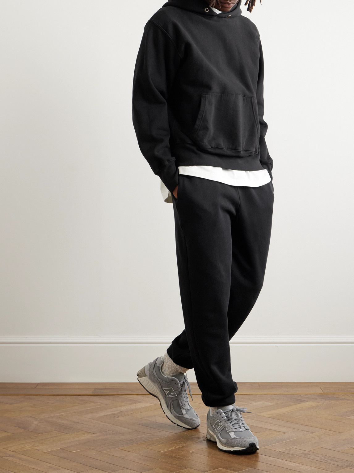 Shop Les Tien Garment-dyed Cotton-jersey Hoodie In Black