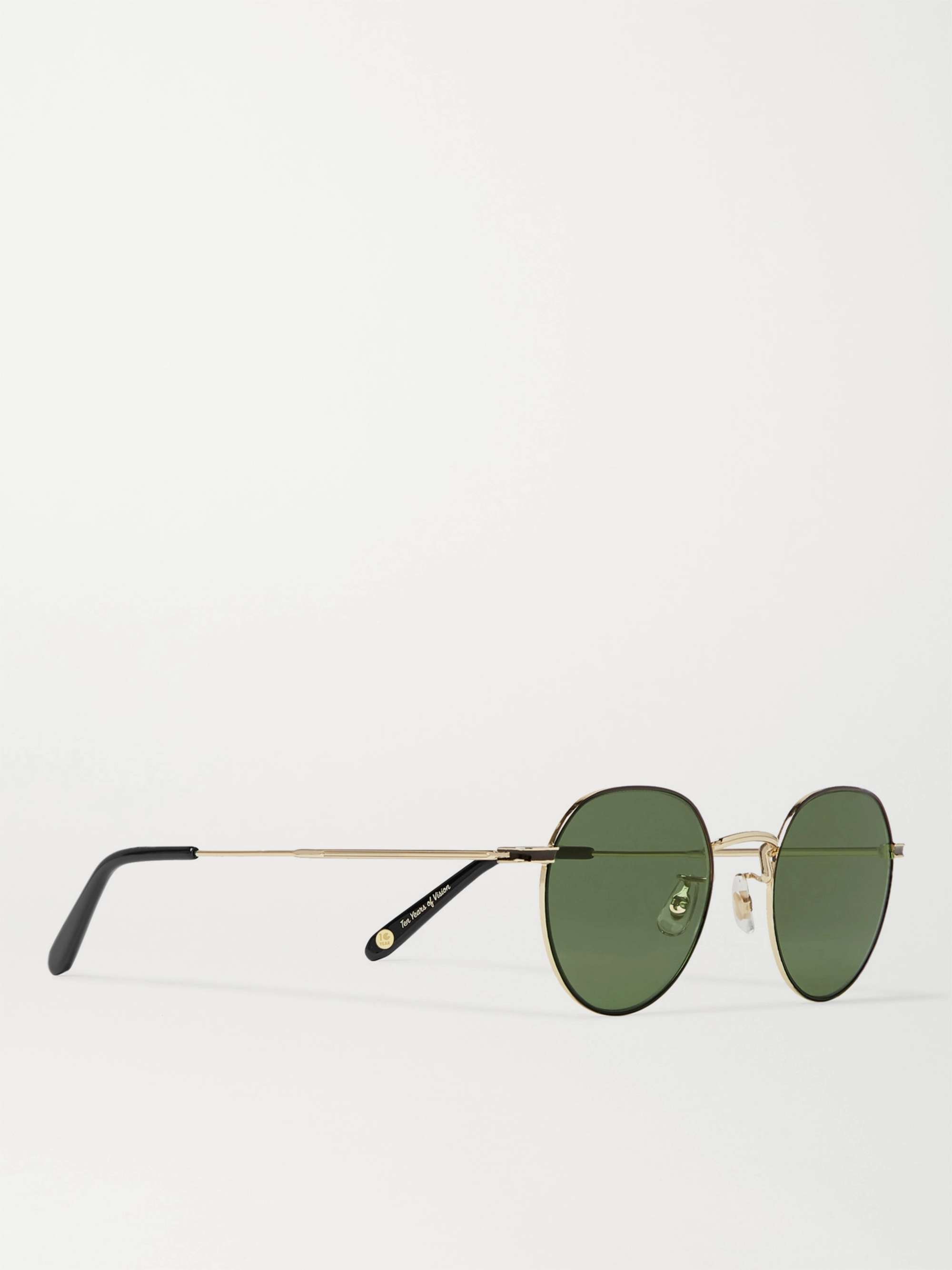 GARRETT LEIGHT CALIFORNIA OPTICAL Robson Round-Frame Gold-Tone Stainless Steel Sunglasses