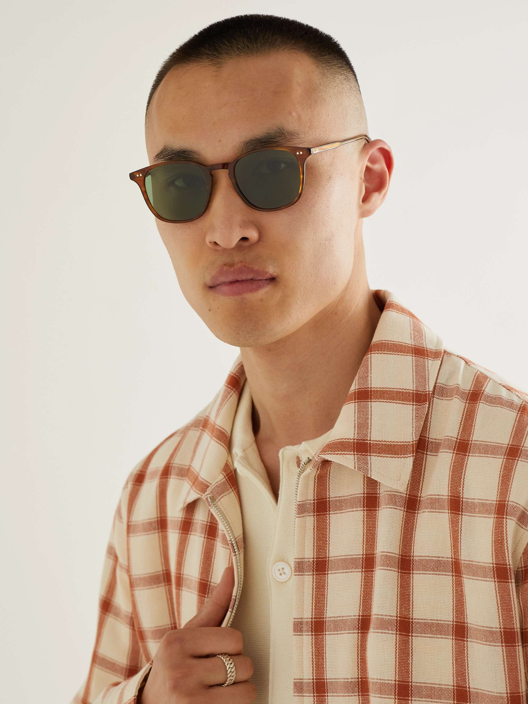 GARRETT LEIGHT CALIFORNIA OPTICAL Clark Round-Frame Tortoiseshell Acetate Sunglasses