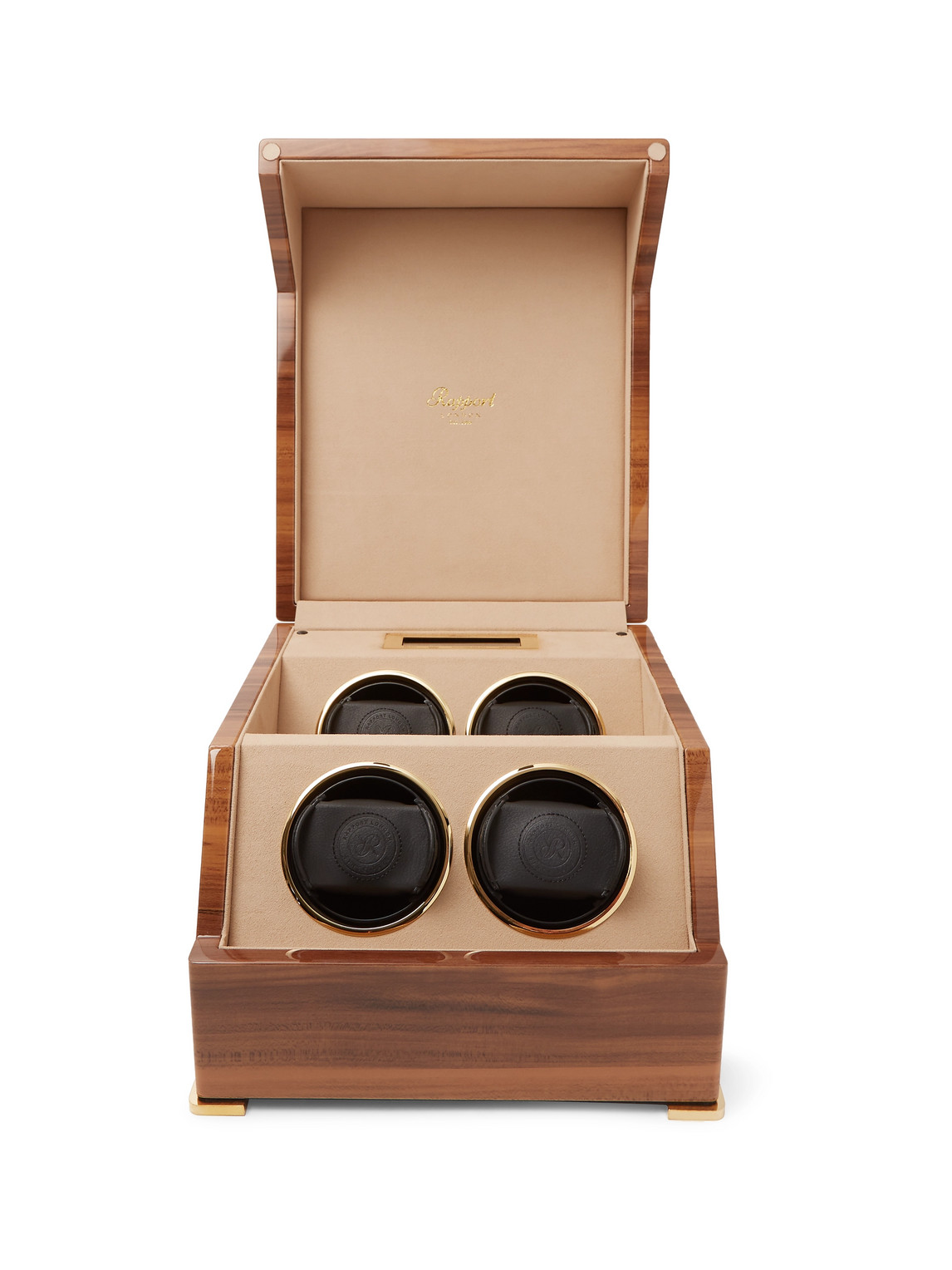 Rapport London Perpetua Iii Lacquered Walnut Watch Winder In Brown