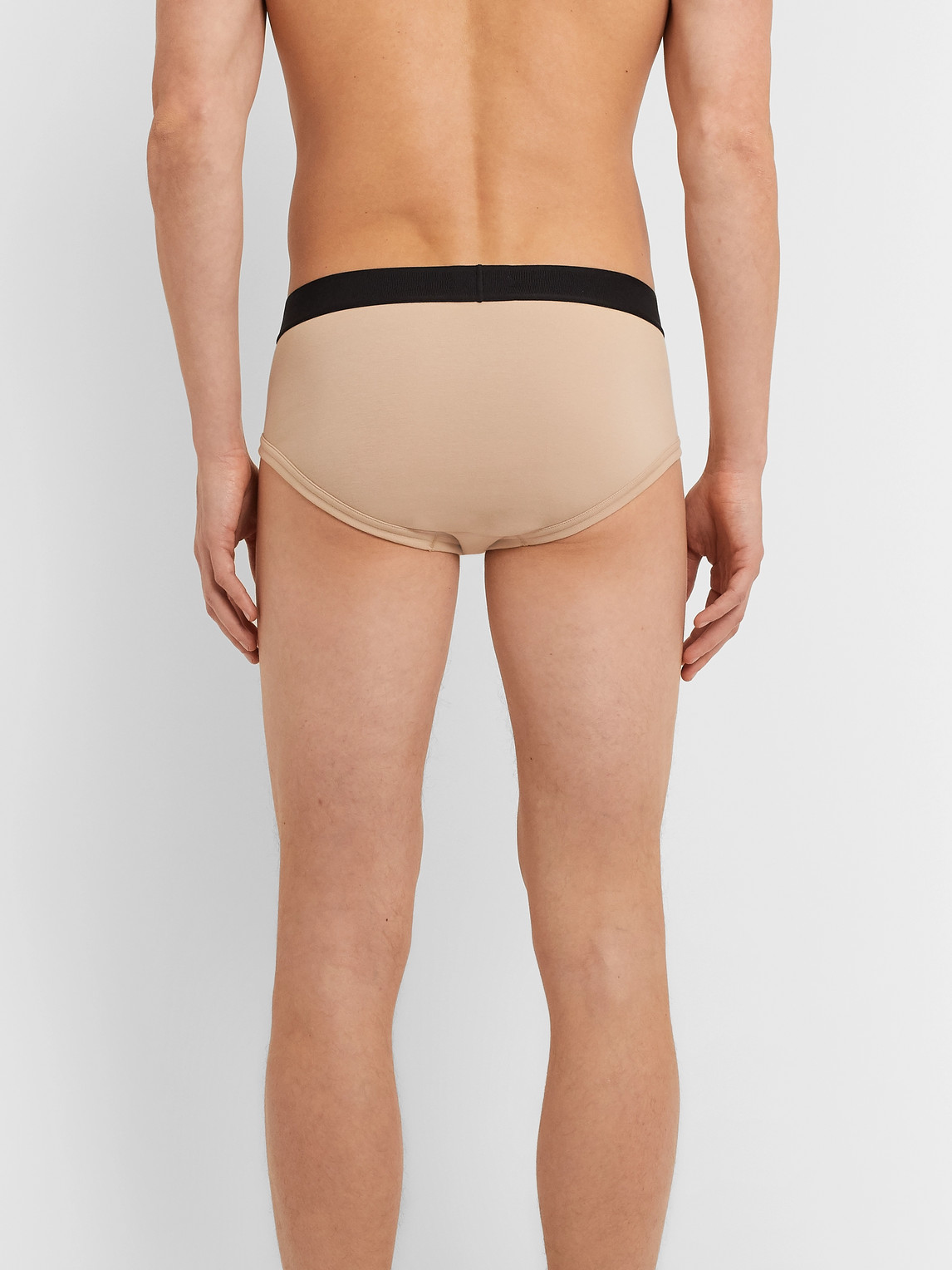 Shop Tom Ford Stretch-cotton Briefs In Neutrals