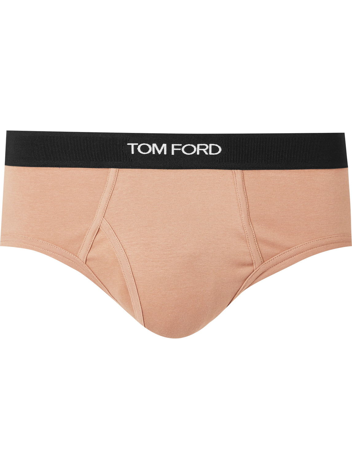 Tom Ford Stretch-cotton Briefs In Brown