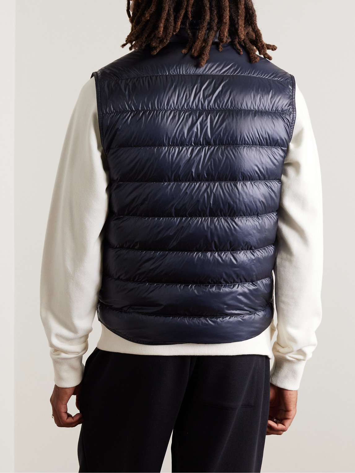 Shop Moncler Slim-fit Logo-appliquéd Quilted Shell Down Gilet In Blue