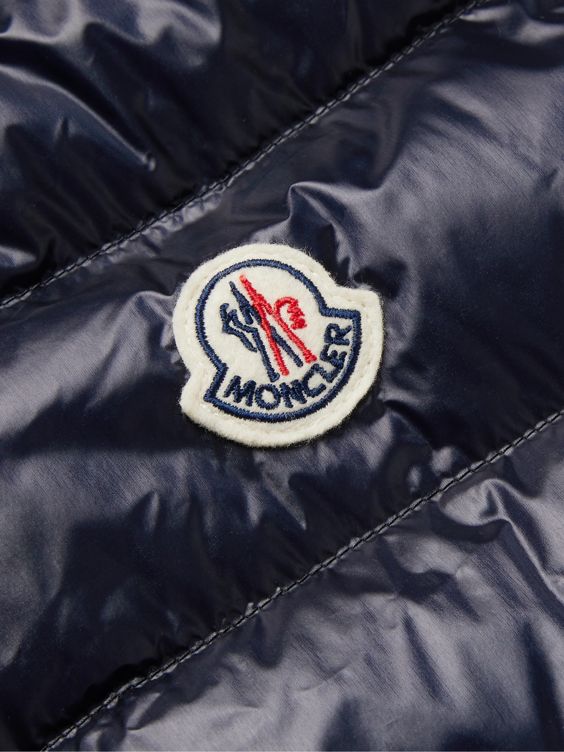 Shop Moncler Slim-fit Logo-appliquéd Quilted Shell Down Gilet In Blue