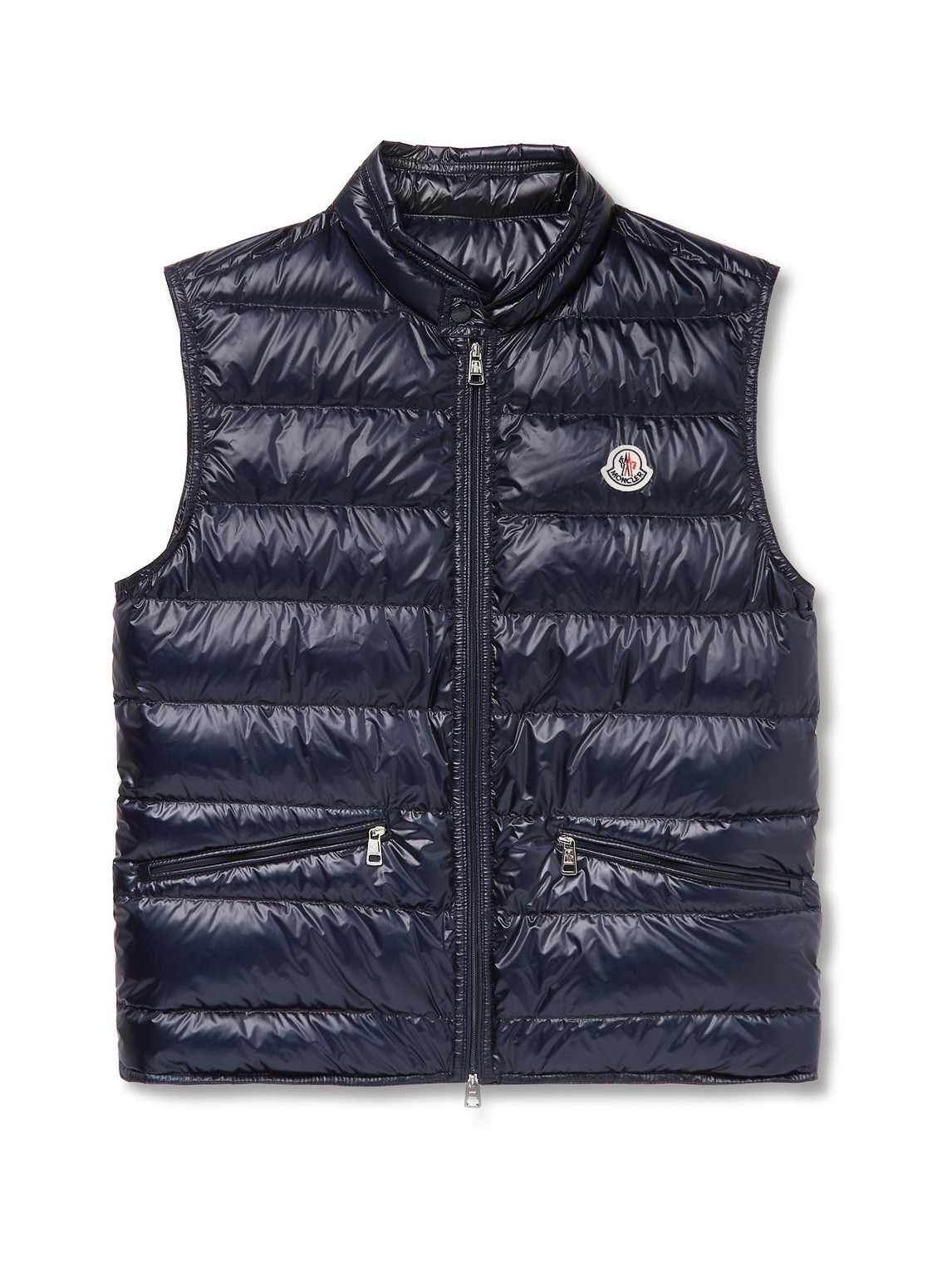 Moncler Slim-fit Logo-appliquéd Quilted Shell Down Gilet In Blue