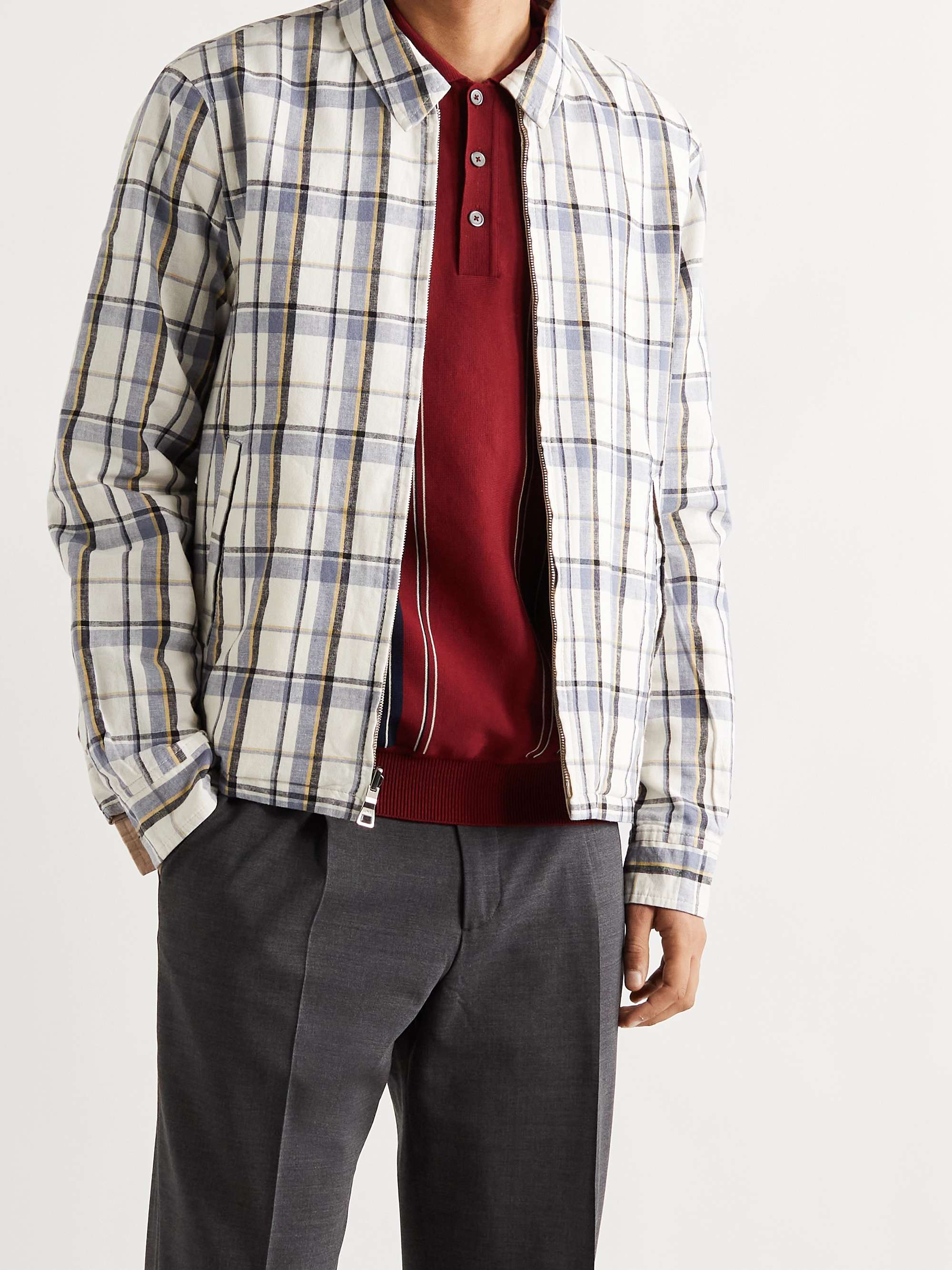 MR P. Reversible Checked Cotton and Linen-Blend Golf Harrington Jacket