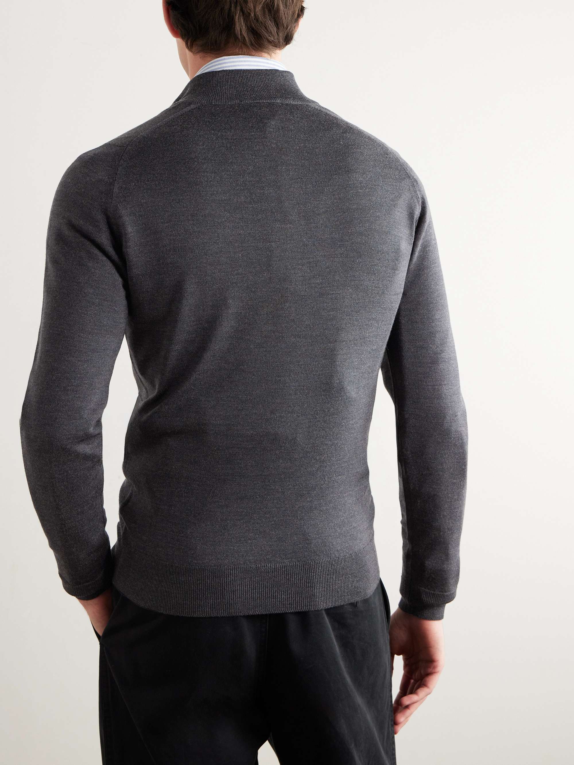 JOHN SMEDLEY Tapton Slim-Fit Merino Wool Half-Zip Sweater