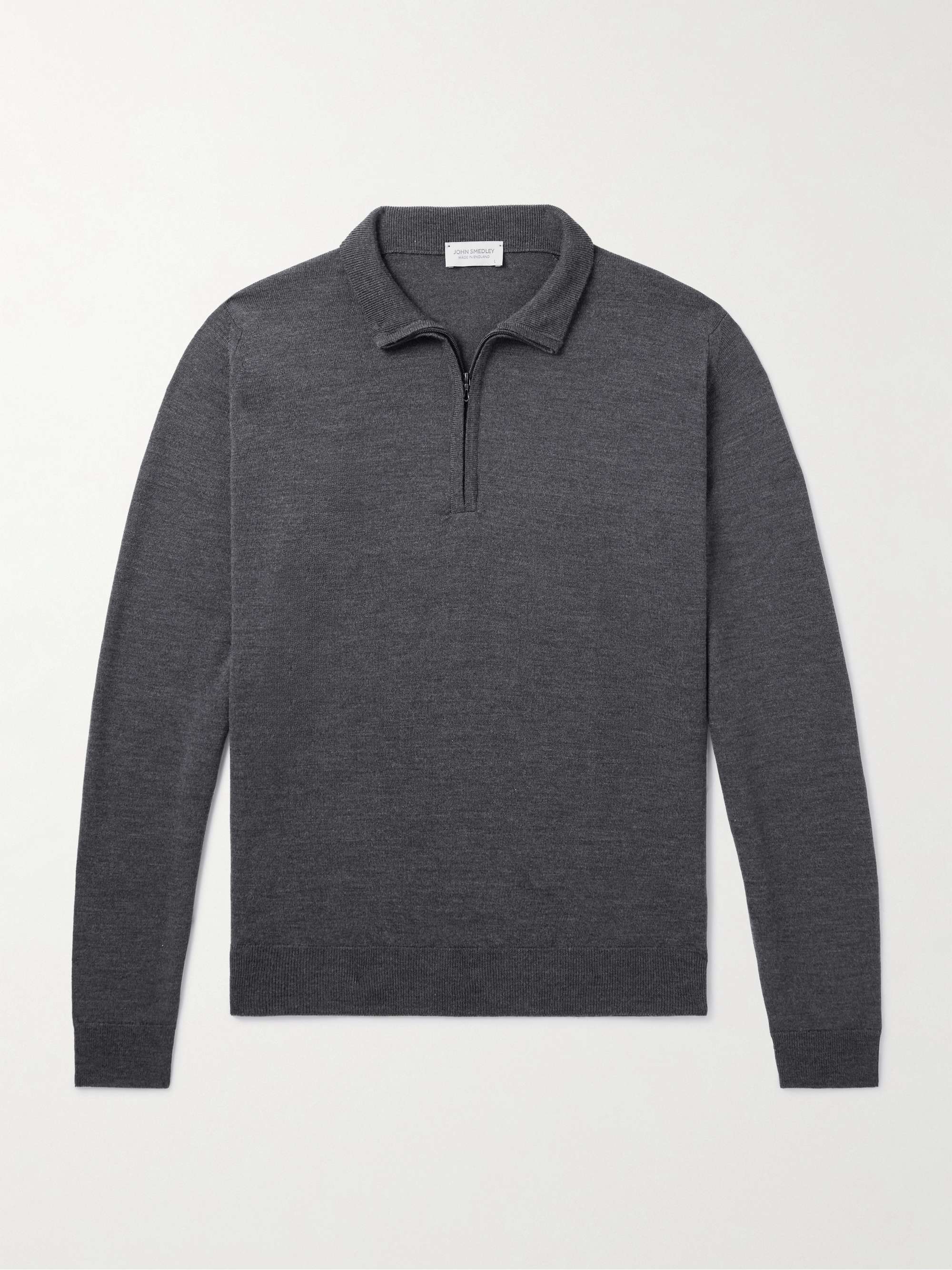 JOHN SMEDLEY Tapton Slim-Fit Merino Wool Half-Zip Sweater