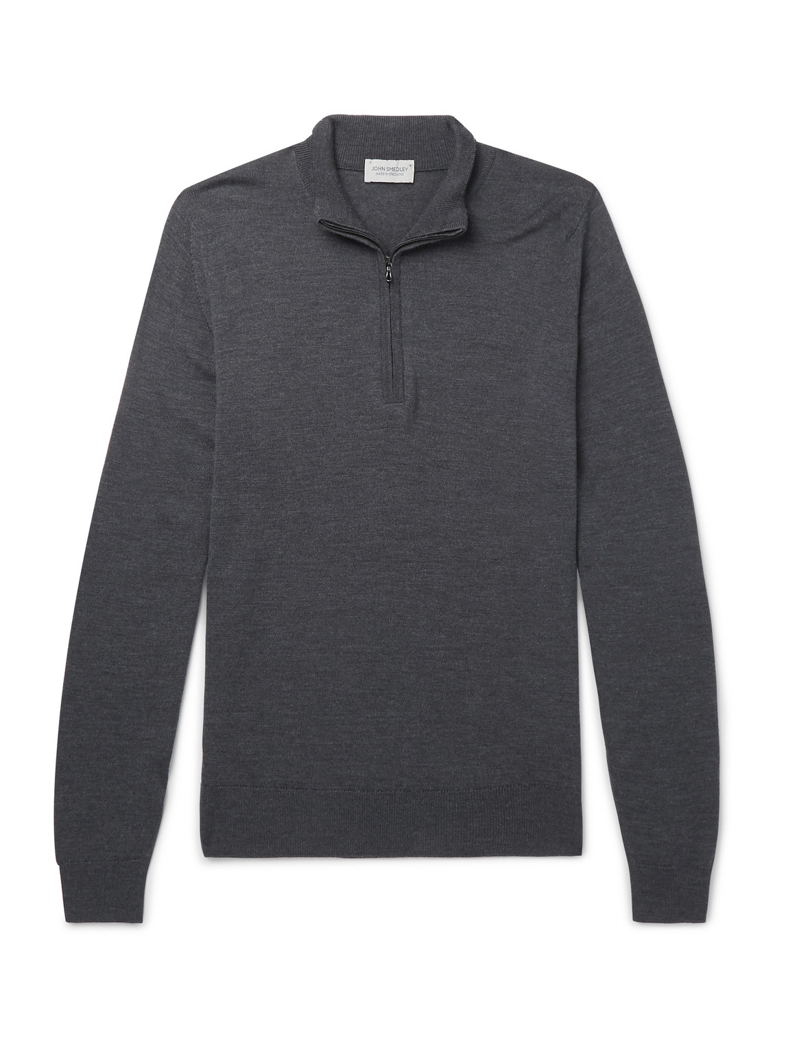 John Smedley Tapton Slim-fit Merino Wool Half-zip Sweater In Gray