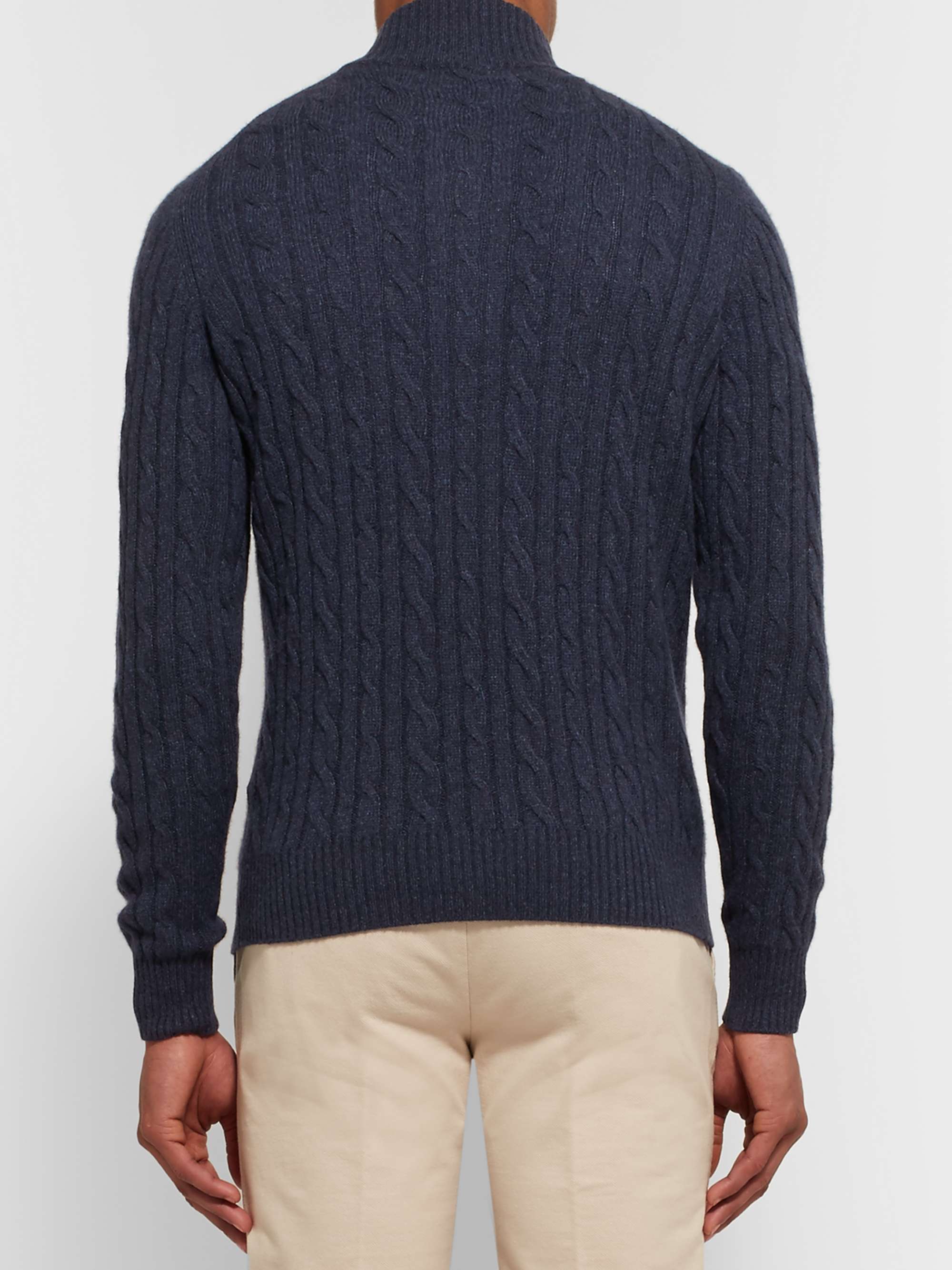 LORO PIANA Cable-Knit Baby Cashmere Half-Zip Sweater