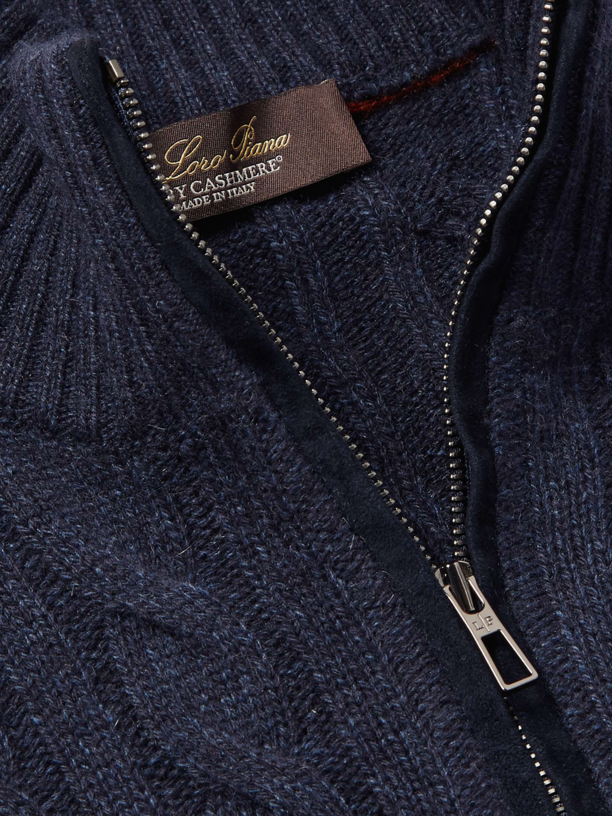 LORO PIANA Cable-Knit Baby Cashmere Half-Zip Sweater for Men LORO PIANA Cable-Knit Baby Cashmere Half-Zip Sweater for Men