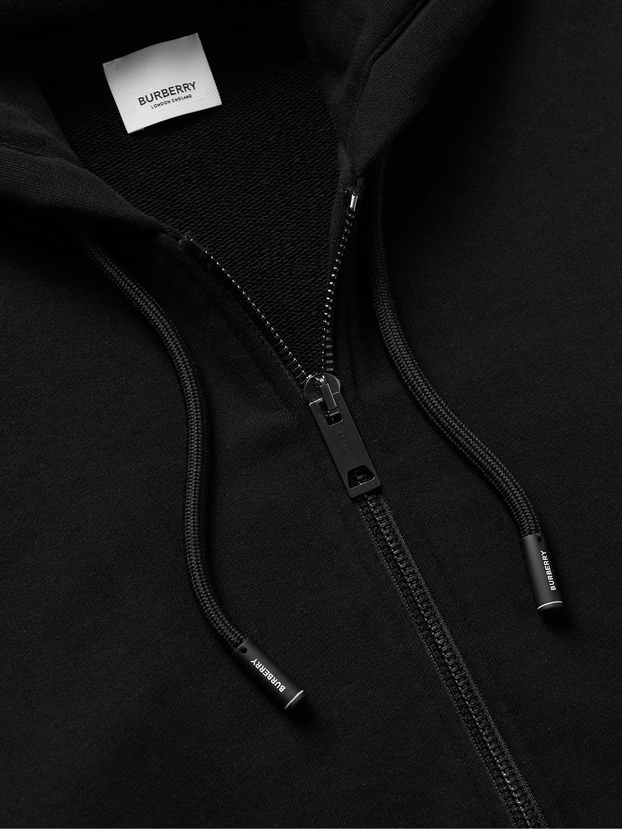 BURBERRY Panelled Checked Loopback Cotton-Jersey Zip-Up Hoodie