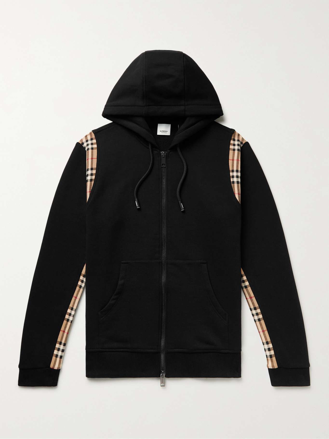 BURBERRY Panelled Checked Loopback Cotton-Jersey Zip-Up Hoodie for Men ...