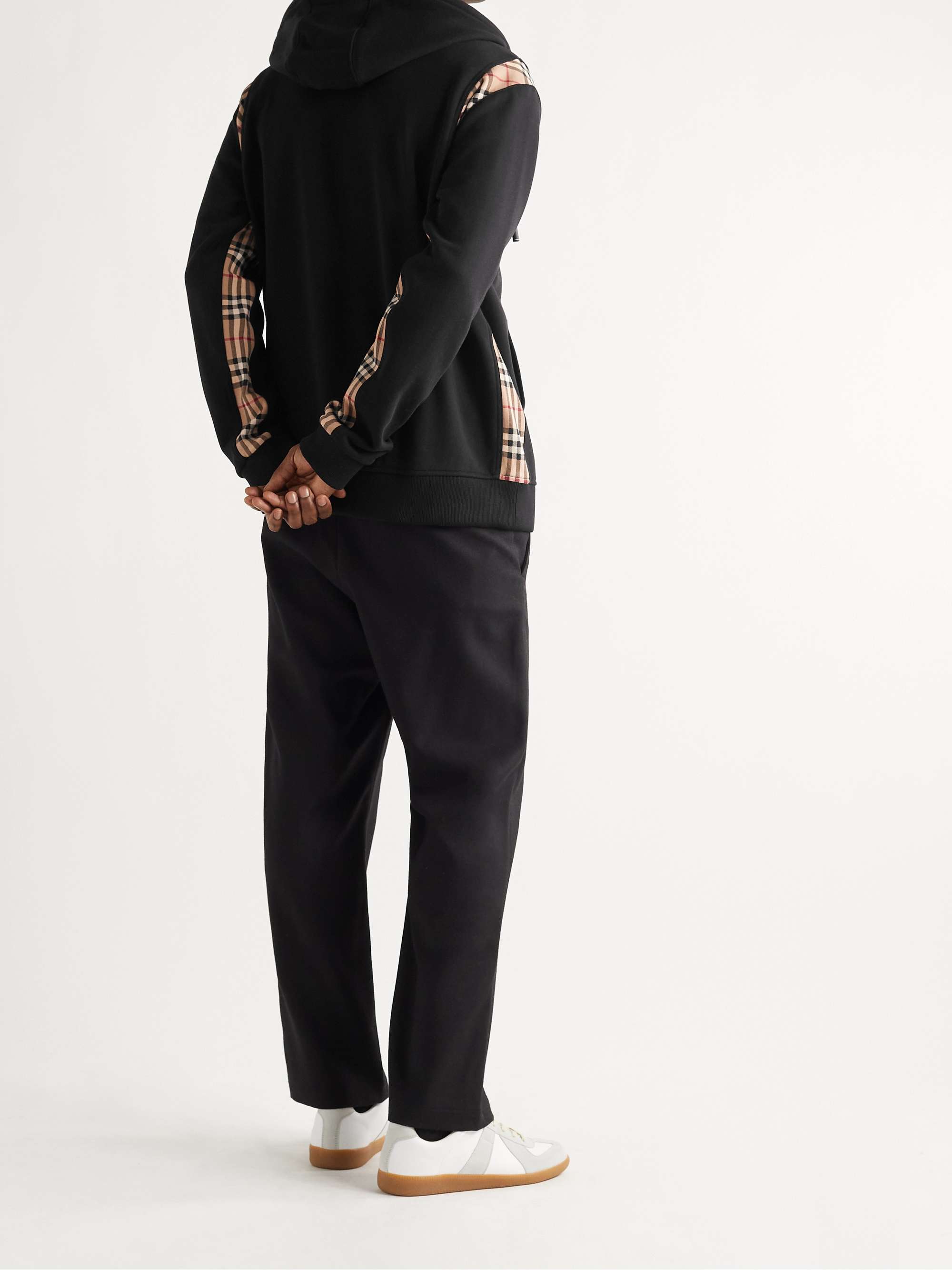 BURBERRY Panelled Checked Loopback Cotton-Jersey Zip-Up Hoodie