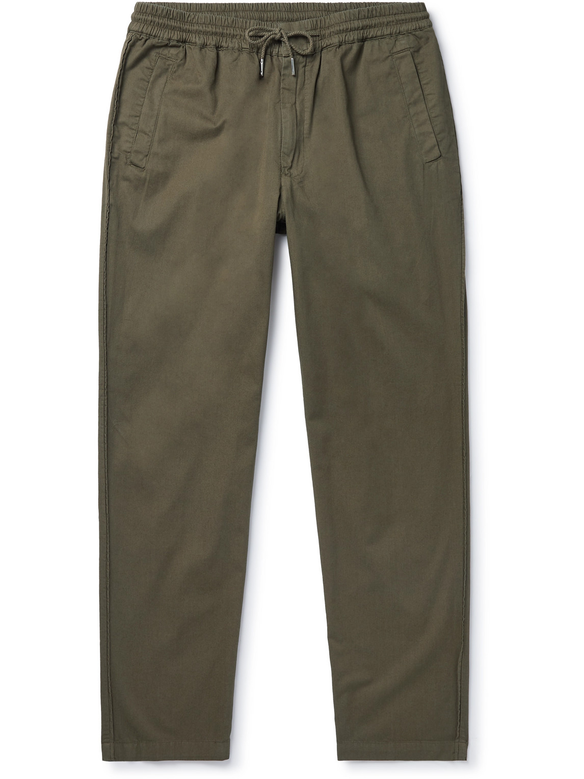 Folk Tapered Cotton-twill Drawstring Trousers In Green