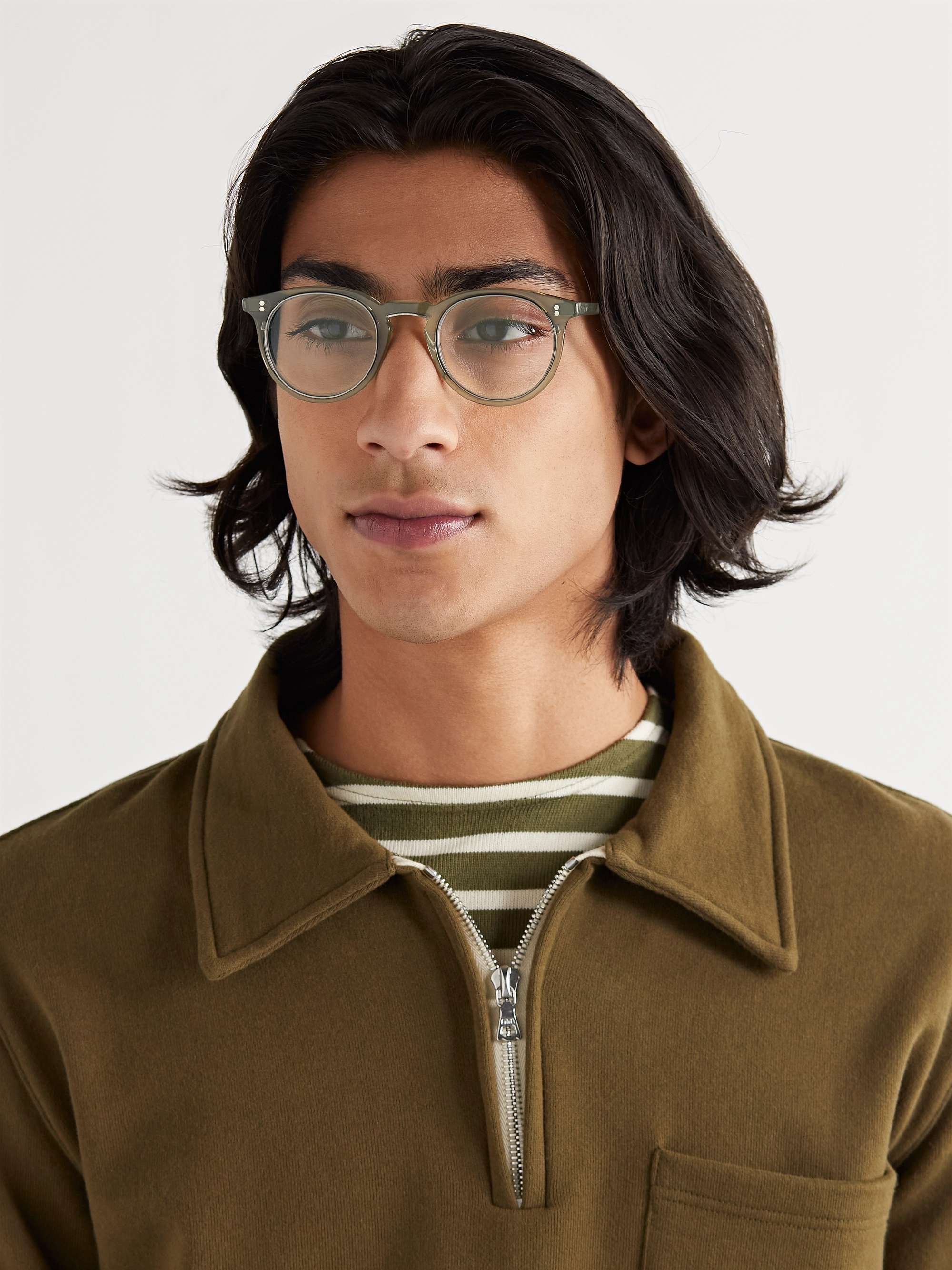 MR LEIGHT Crosby C Round-Frame Acetate and White Gold-Plated Optical Glasses