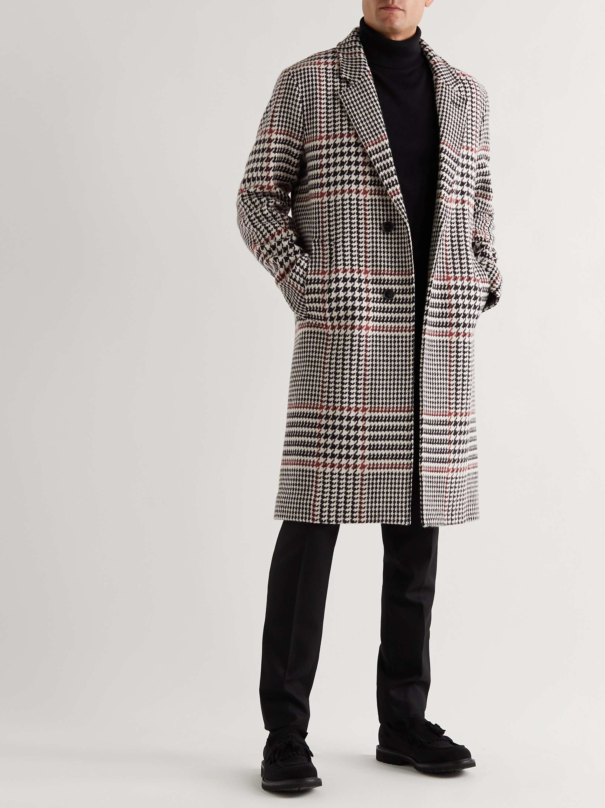 MR P. Prince of Wales Checked Wool Overcoat