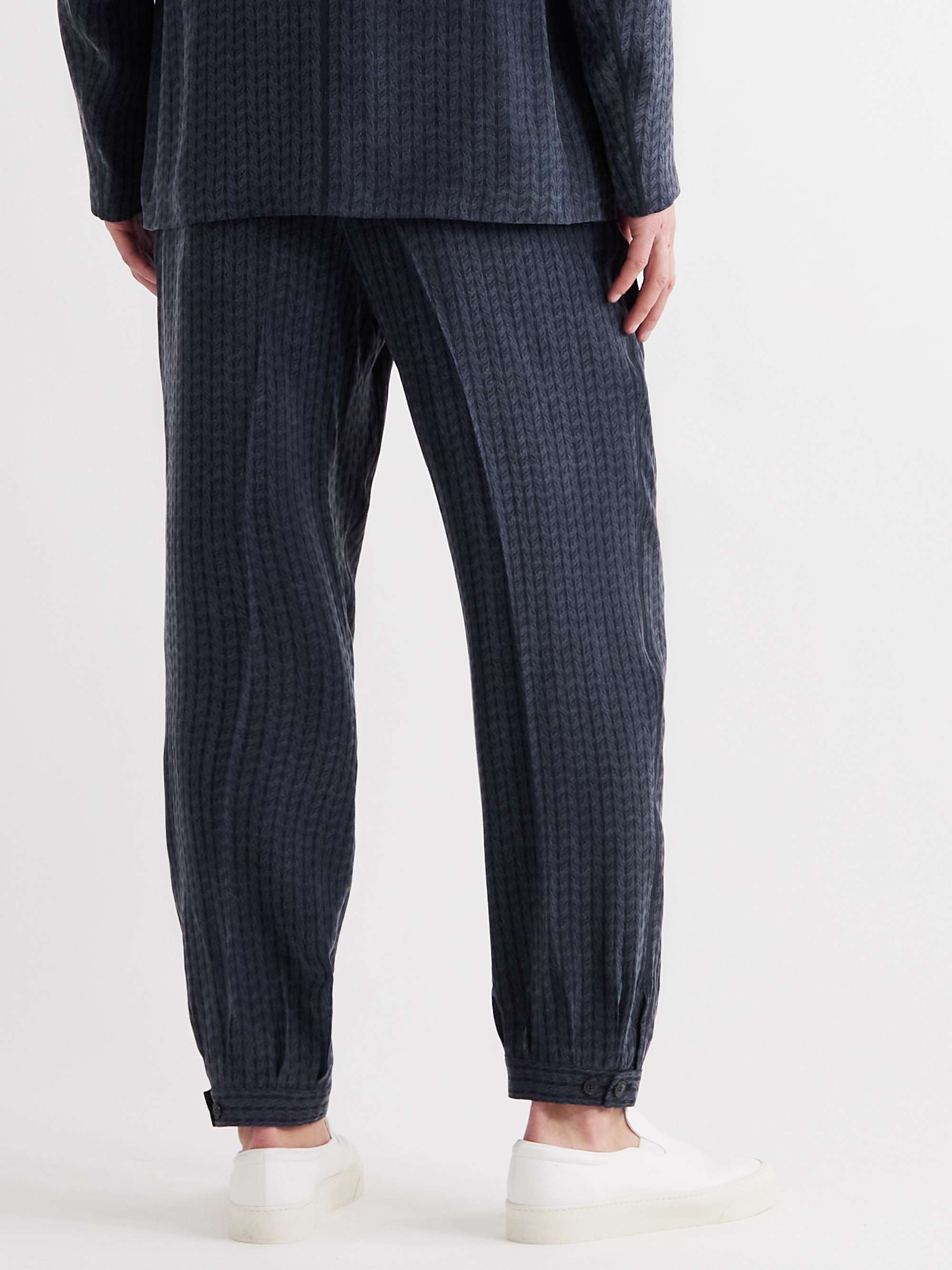 GIORGIO ARMANI Wide-Leg Cropped Pleated Jacquard Trousers