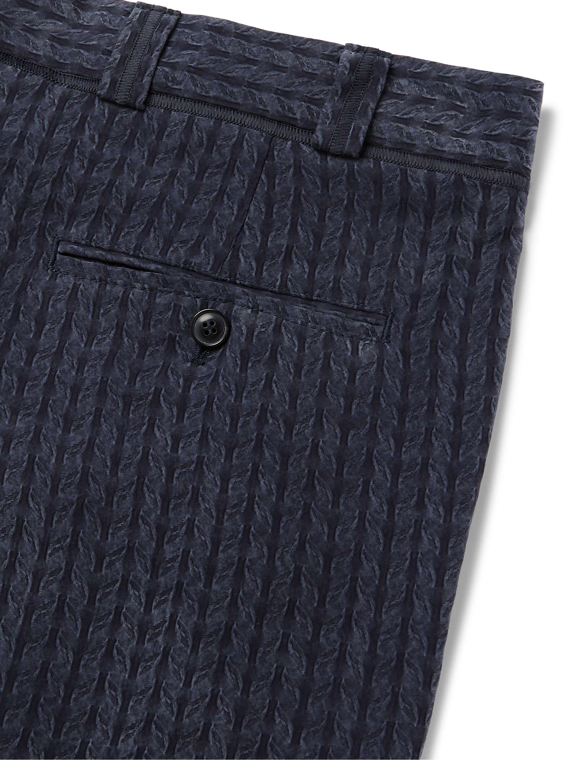 GIORGIO ARMANI Wide-Leg Cropped Pleated Jacquard Trousers