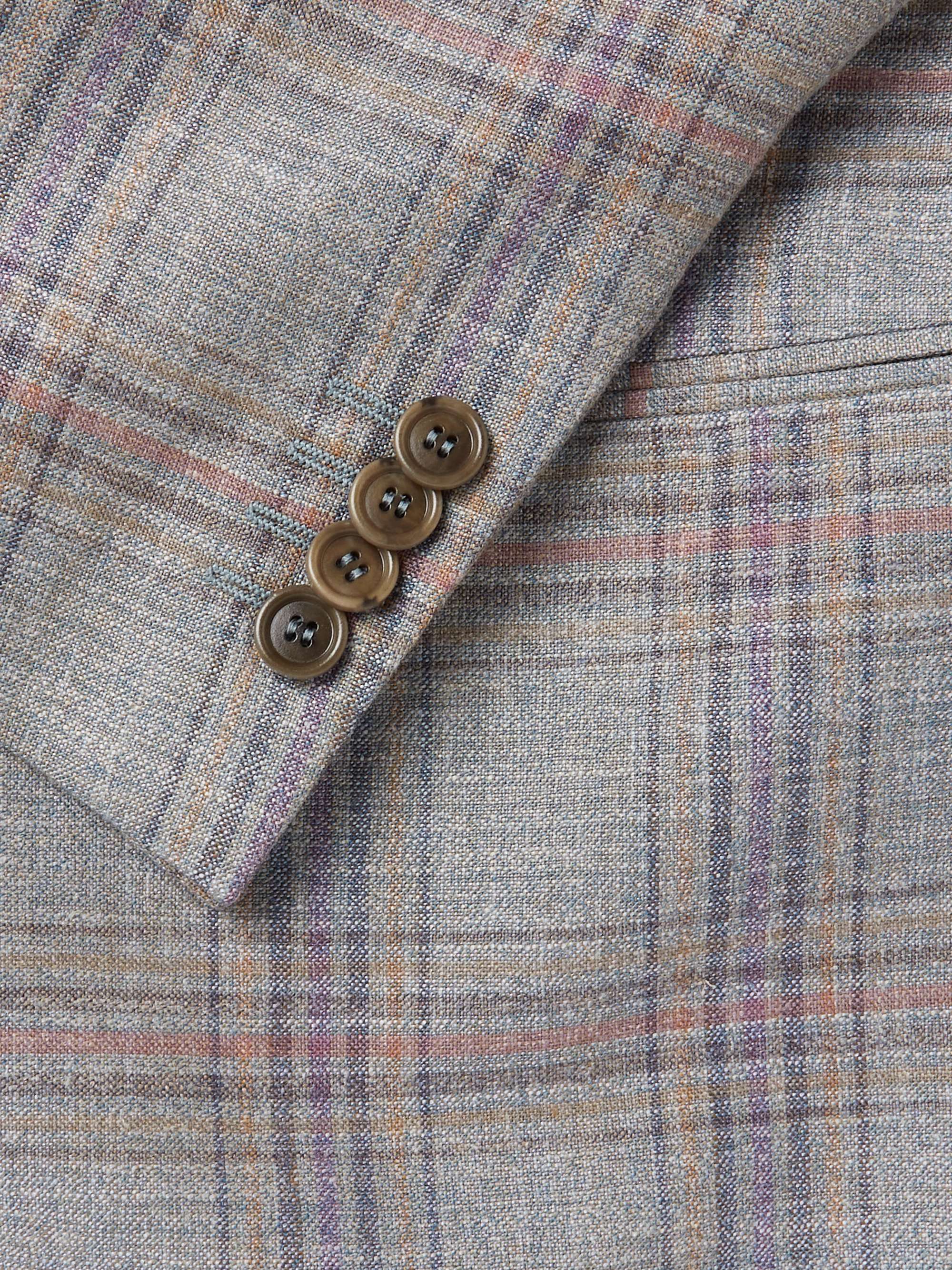 GIORGIO ARMANI Prince of Wales Checked Silk and Wool-Blend Suit Jacket ...