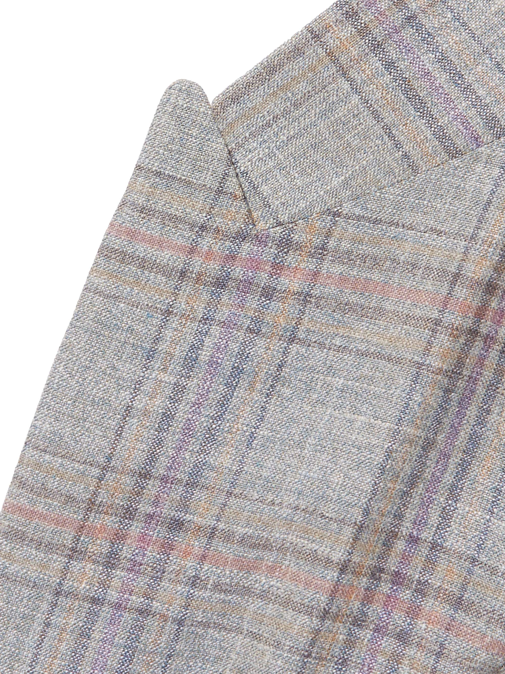 GIORGIO ARMANI Prince of Wales Checked Silk and Wool-Blend Suit Jacket
