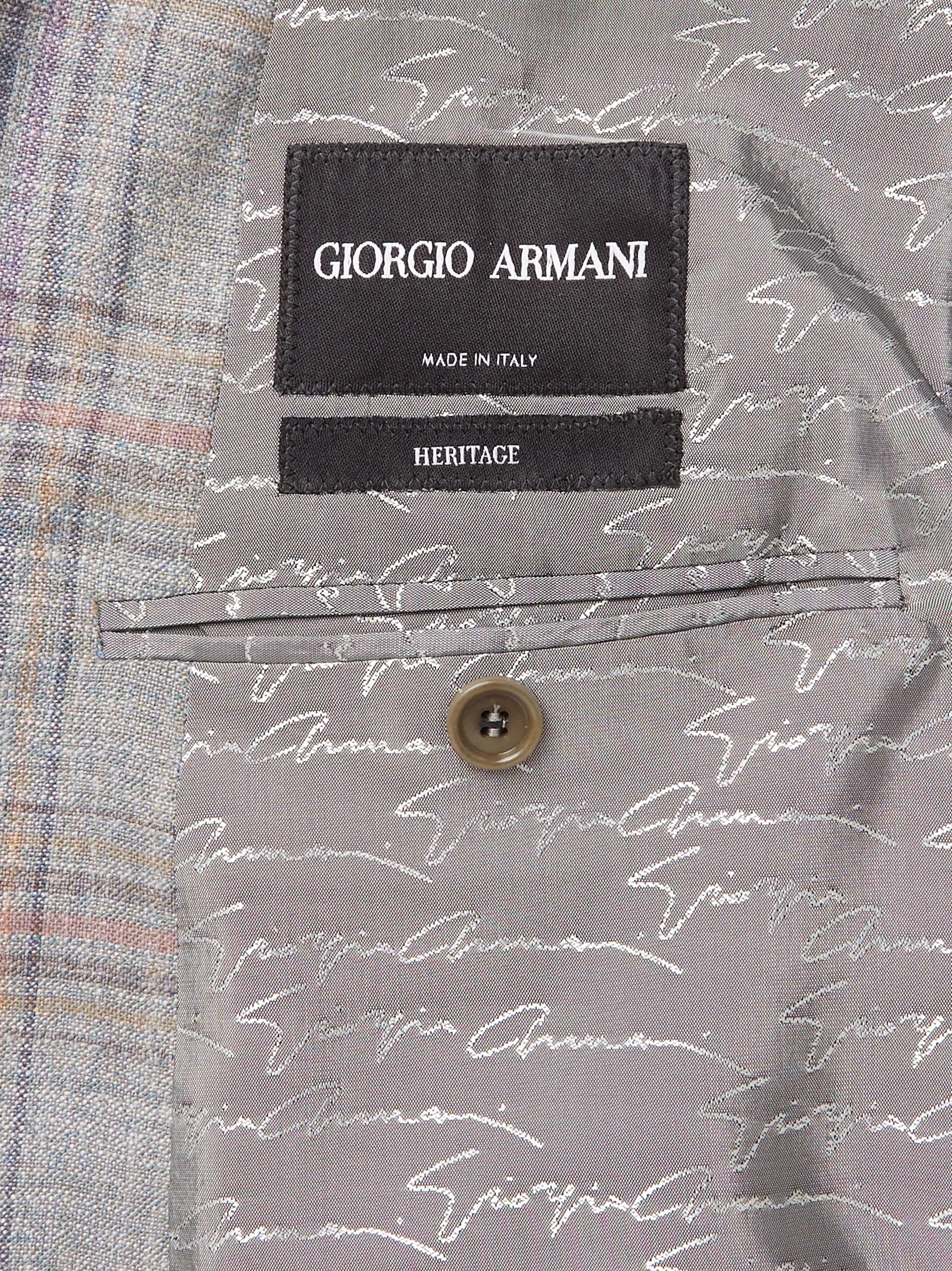 GIORGIO ARMANI Prince of Wales Checked Silk and Wool-Blend Suit Jacket
