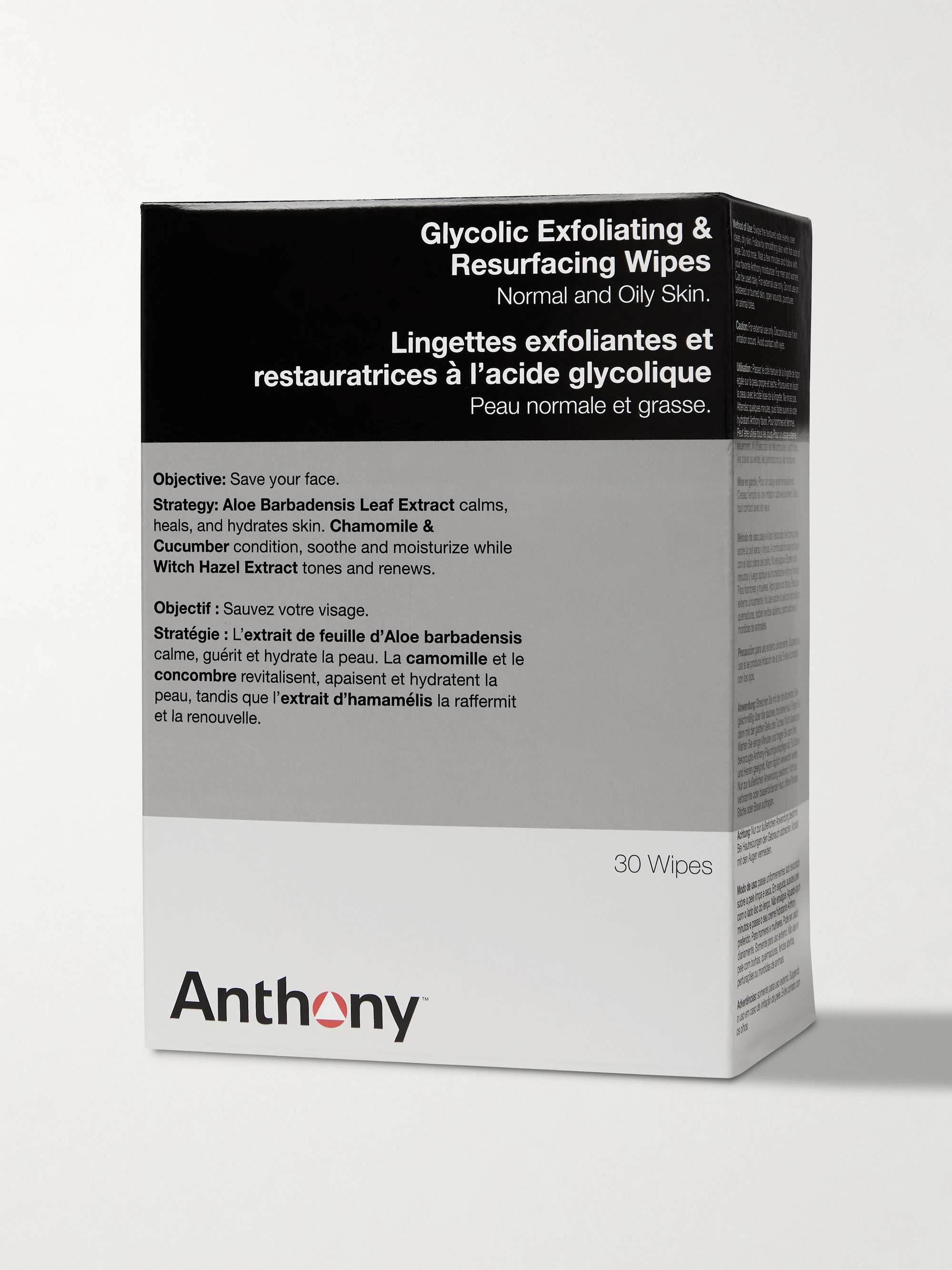 ANTHONY Glycolic Exfoliating and Resurfacing Wipes, 30 Sheets