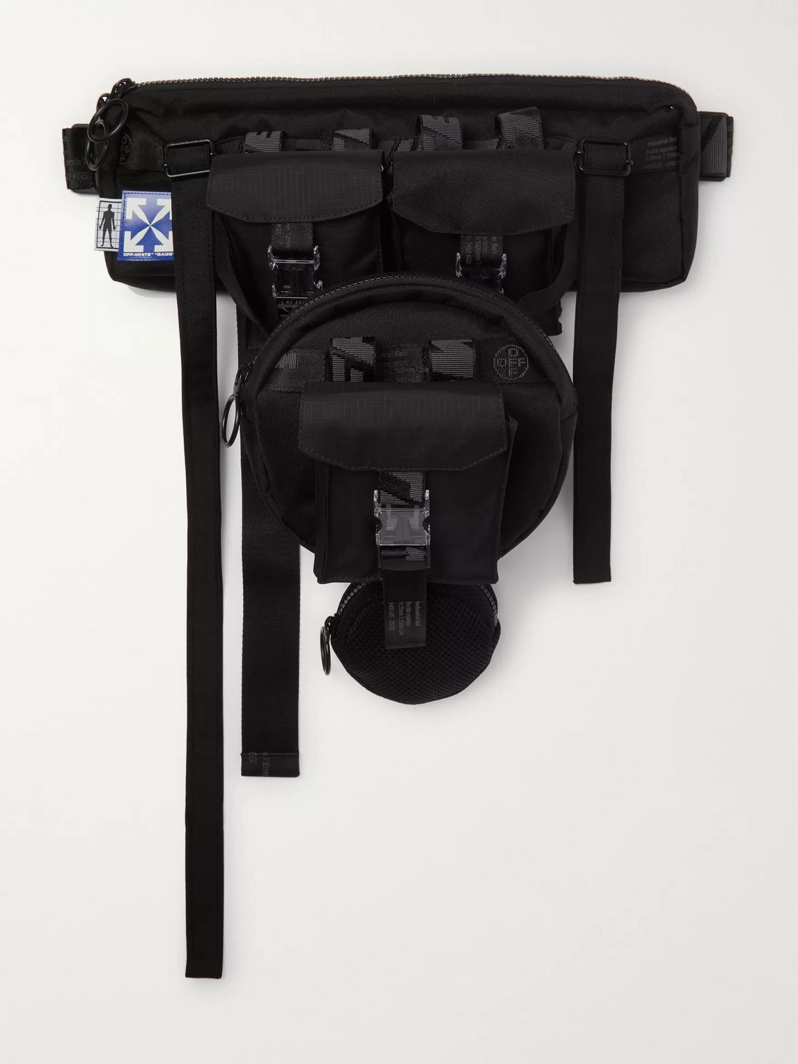 Off-white Convertible Ripstop, Canvas And Mesh Belt Bag In Black