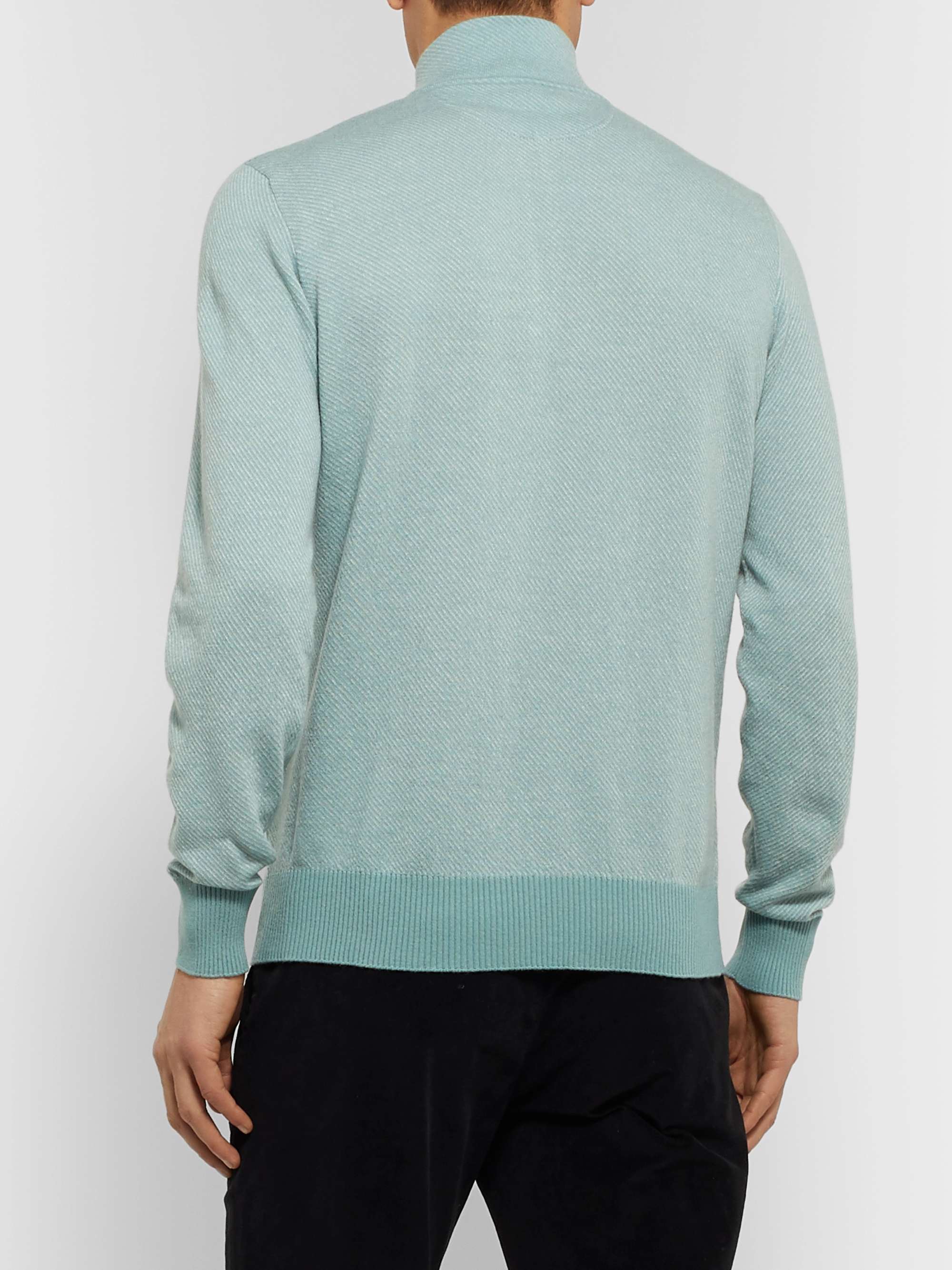 LORO PIANA Roadster Striped Cashmere Half-Zip Sweater
