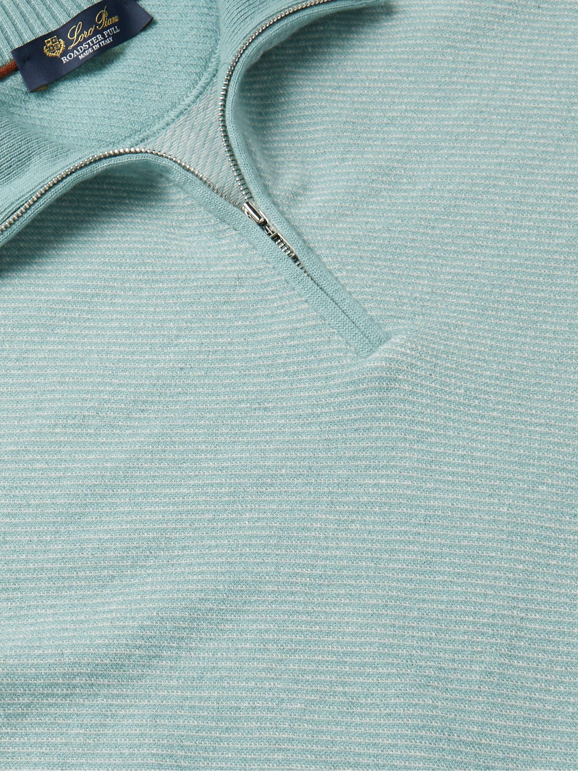 LORO PIANA Roadster Striped Cashmere Half-Zip Sweater