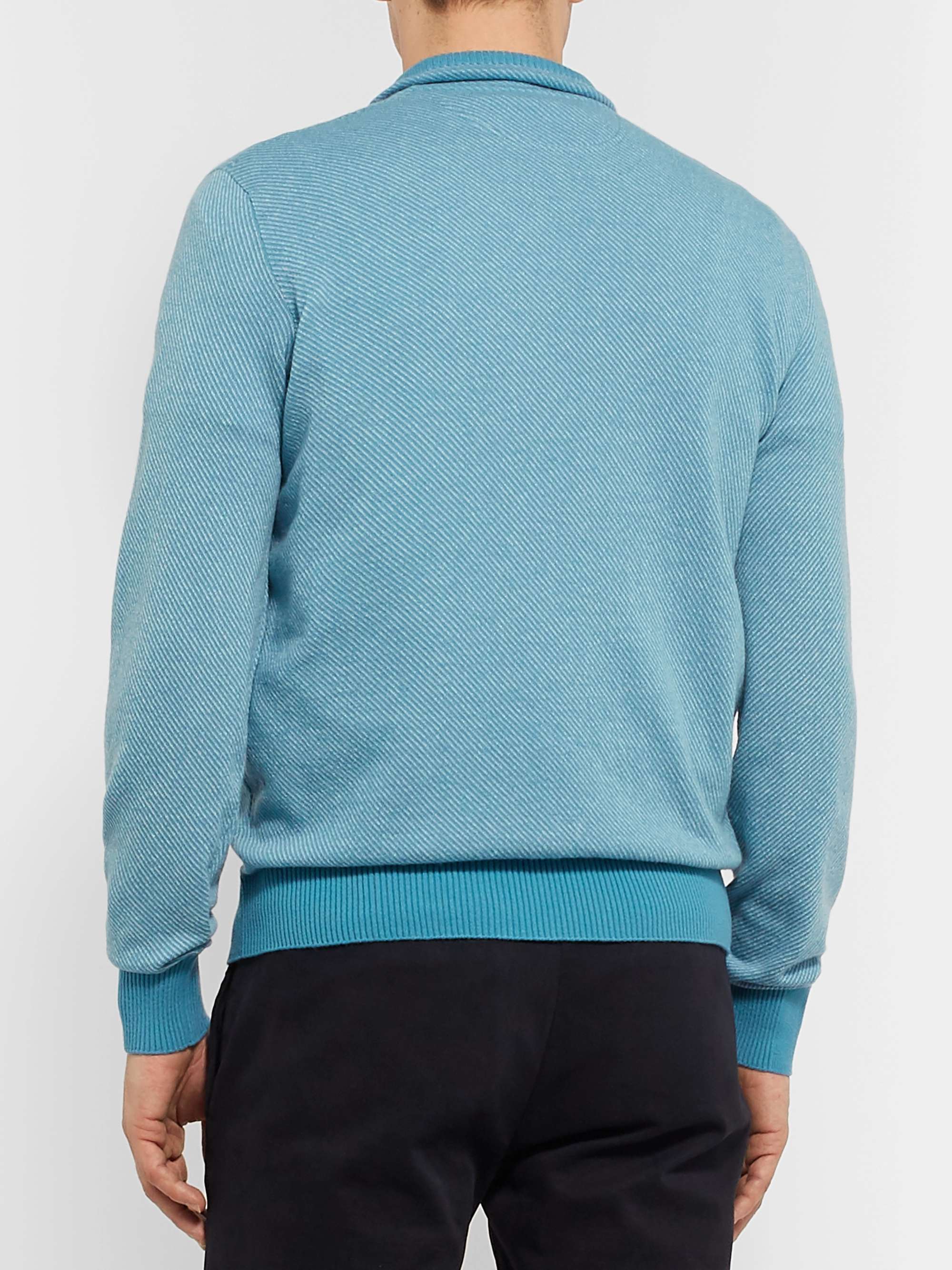 LORO PIANA Roadster Striped Cashmere Half-Zip Sweater