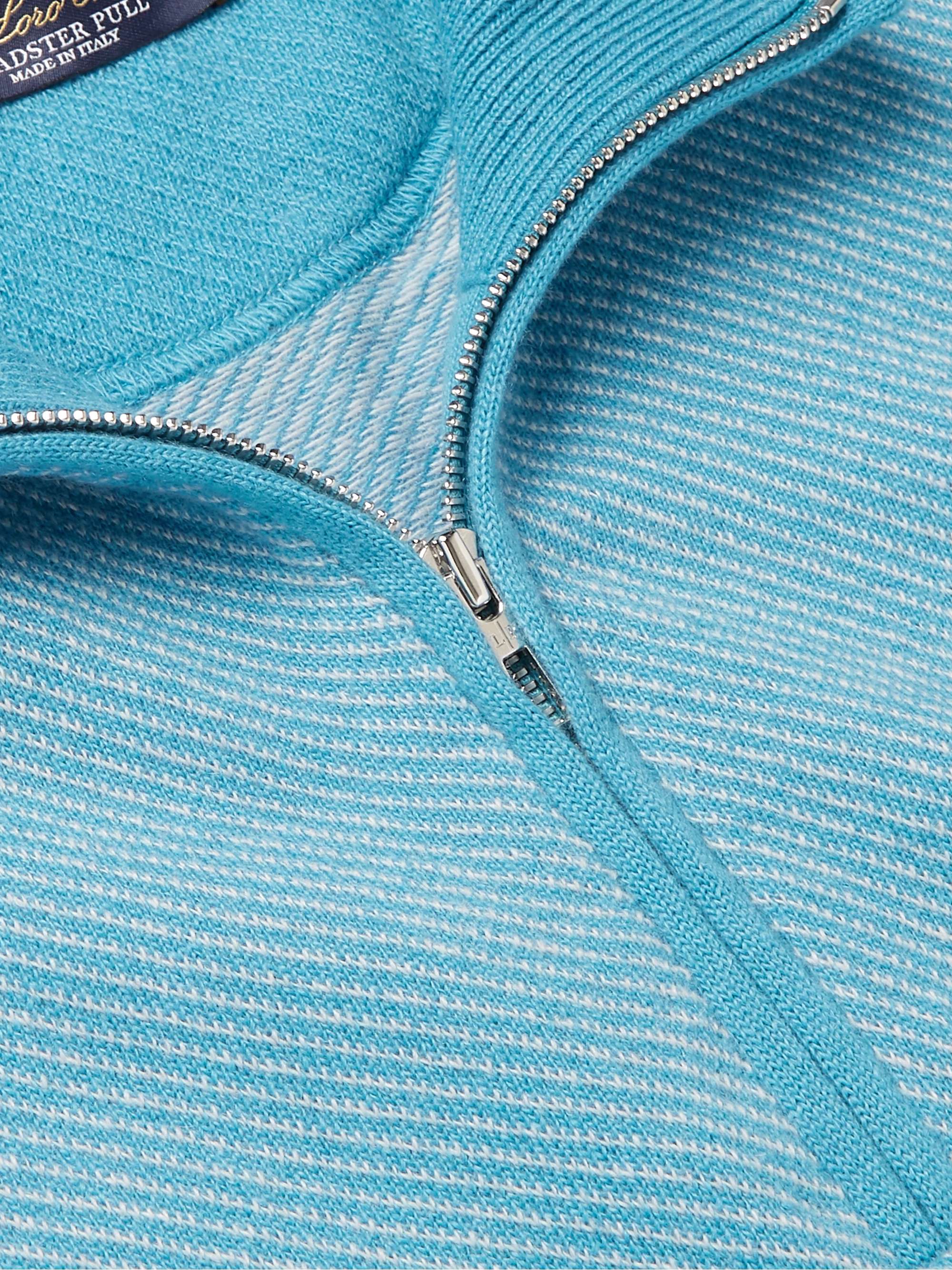 LORO PIANA Roadster Striped Cashmere Half-Zip Sweater