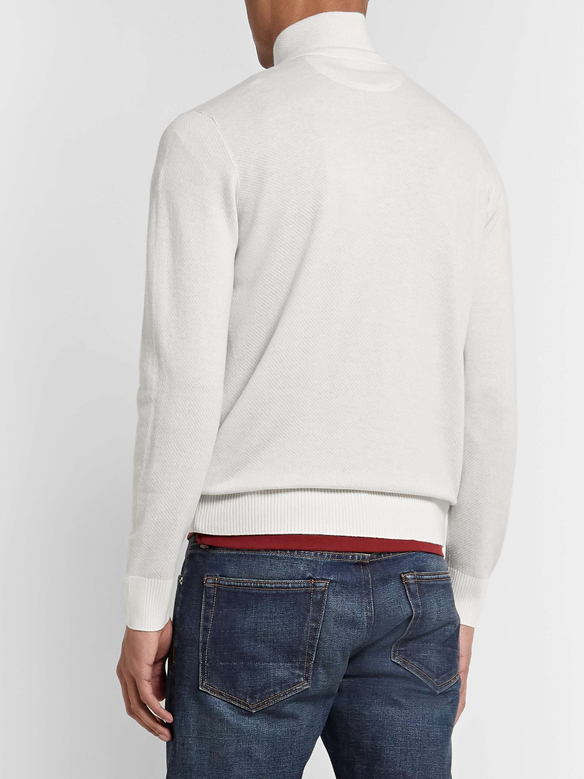 LORO PIANA Roadster Striped Cashmere Half-Zip Sweater