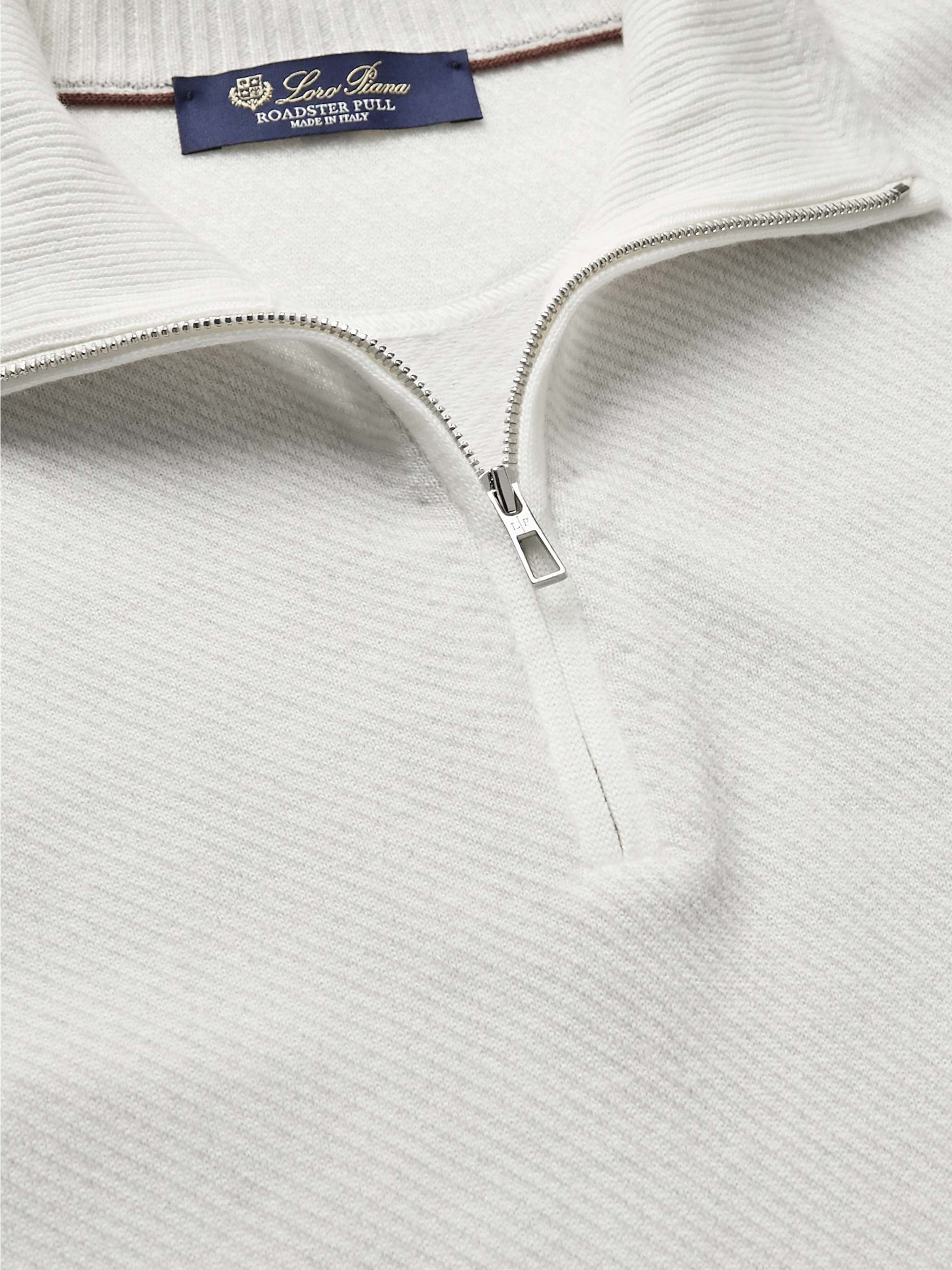 LORO PIANA Roadster Striped Cashmere Half-Zip Sweater