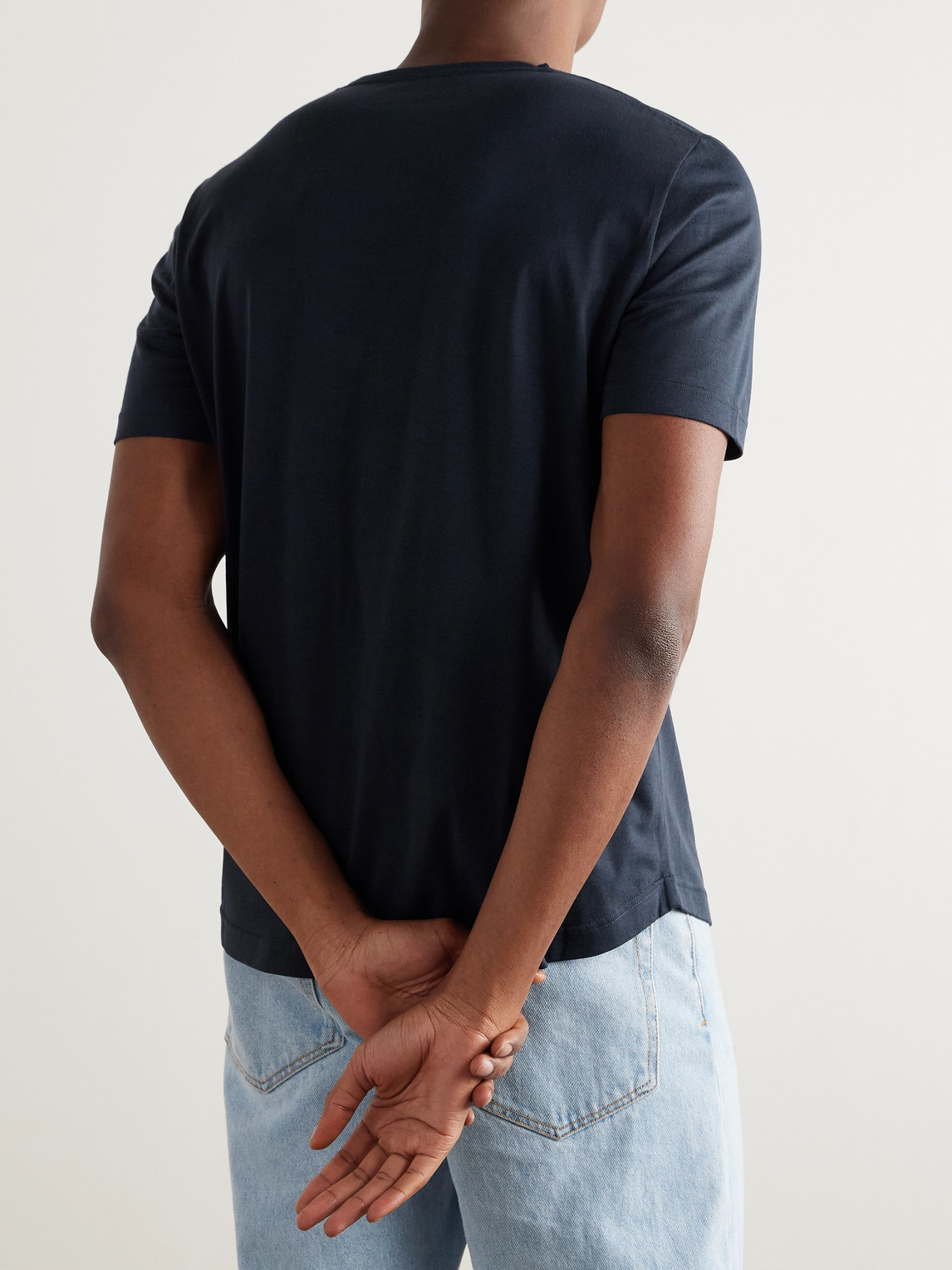 Loro Piana Slim-fit Silk And Cotton-blend Jersey T-shirt In Blue