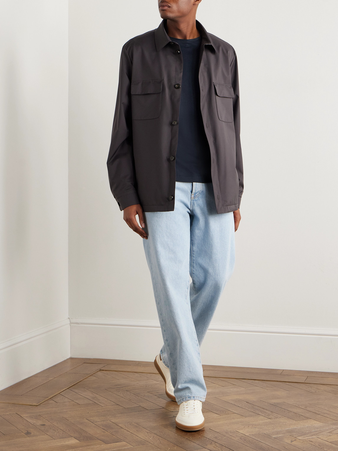 Loro Piana Slim-fit Silk And Cotton-blend Jersey T-shirt In Blue