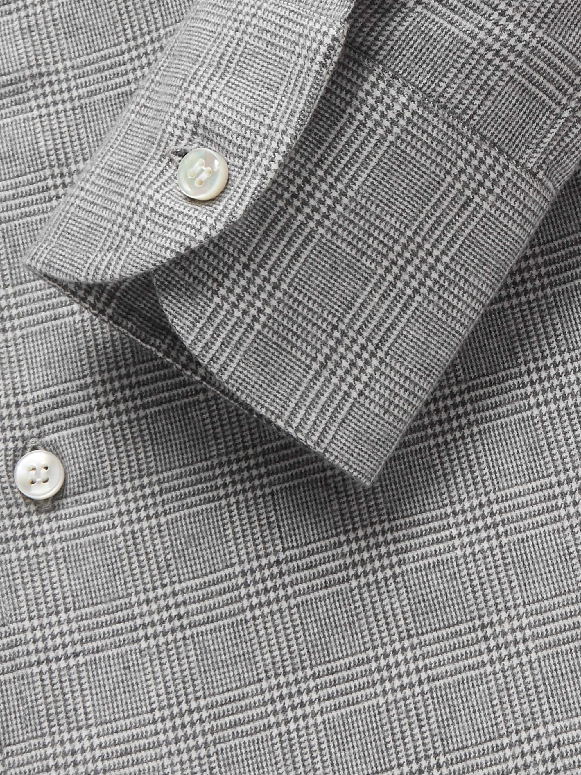 LORO PIANA Slim-Fit Prince of Wales Checked Brushed-Cotton Shirt