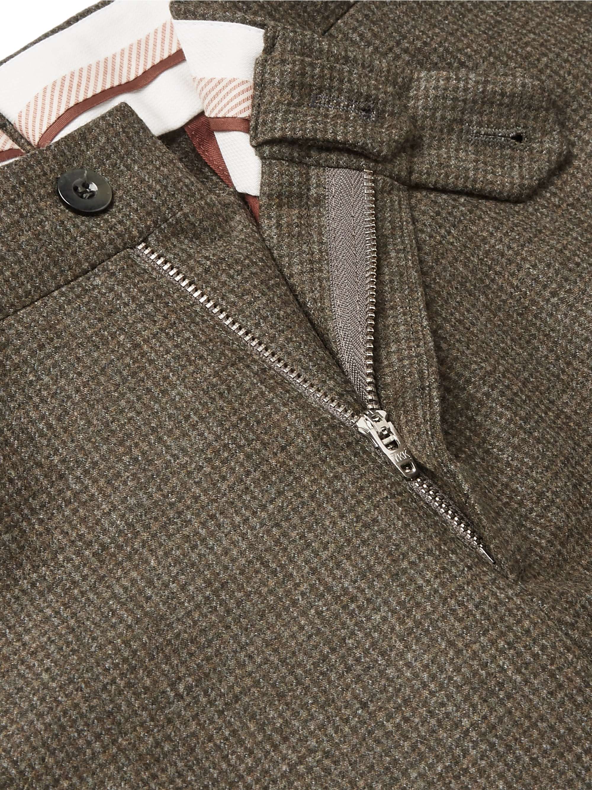 LORO PIANA Grey Slim-Fit Puppytooth Virgin Wool and Cashmere-Blend Trousers