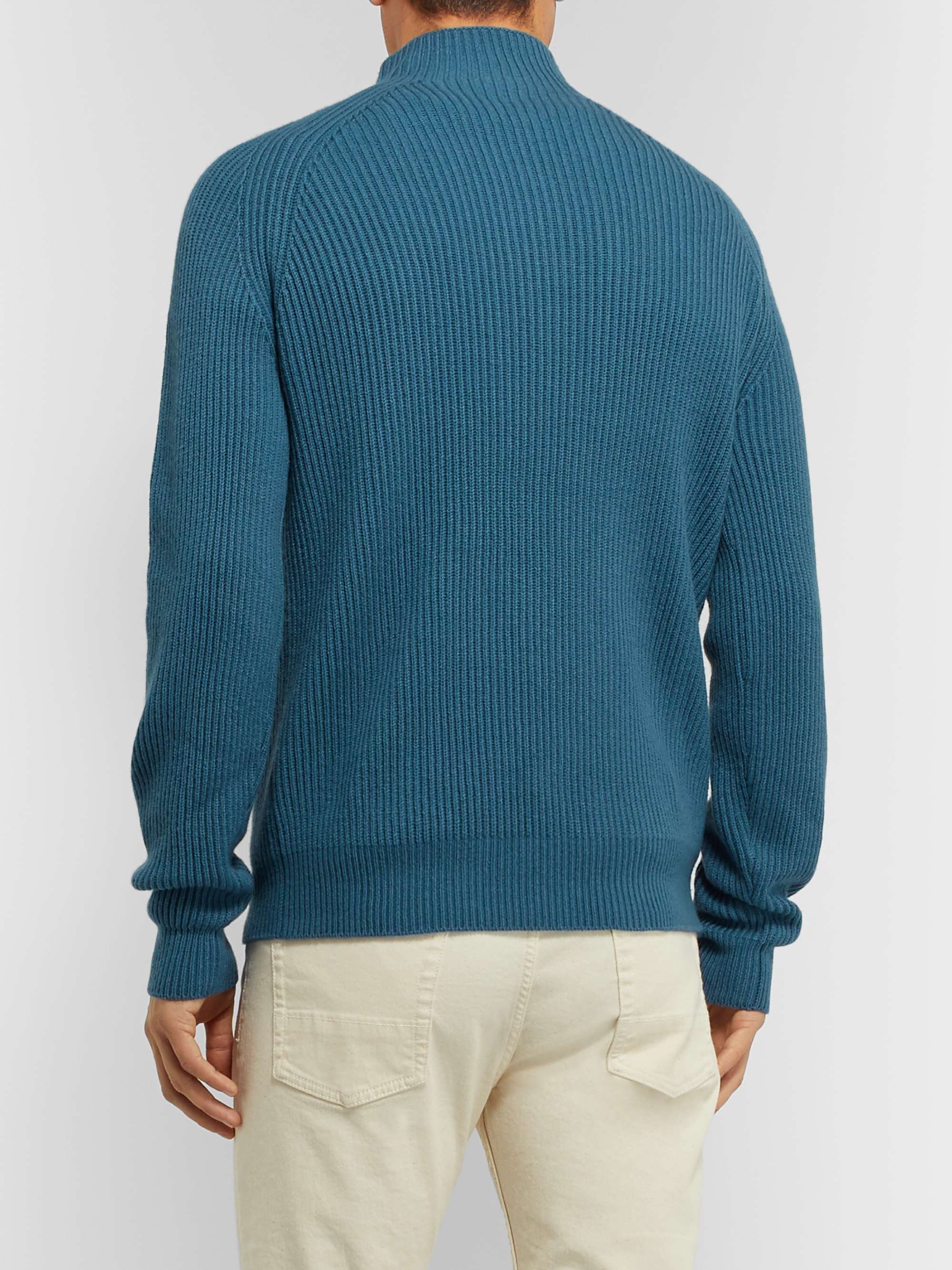 LORO PIANA Ribbed Baby Cashmere Mock-Neck Sweater